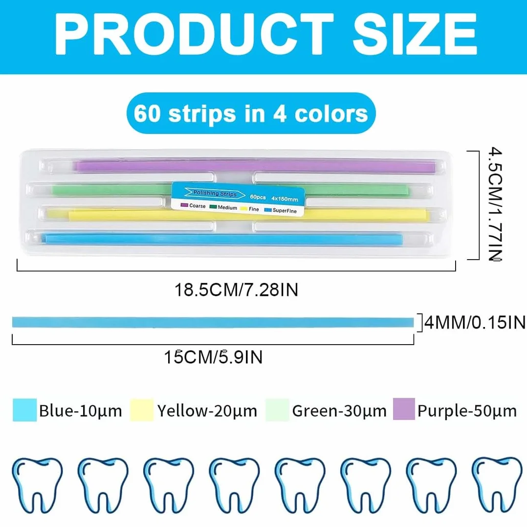 EIHI Carta Abrasiva Dentale 60 Pezzi Strisce Interdentali Lucidatura Denti