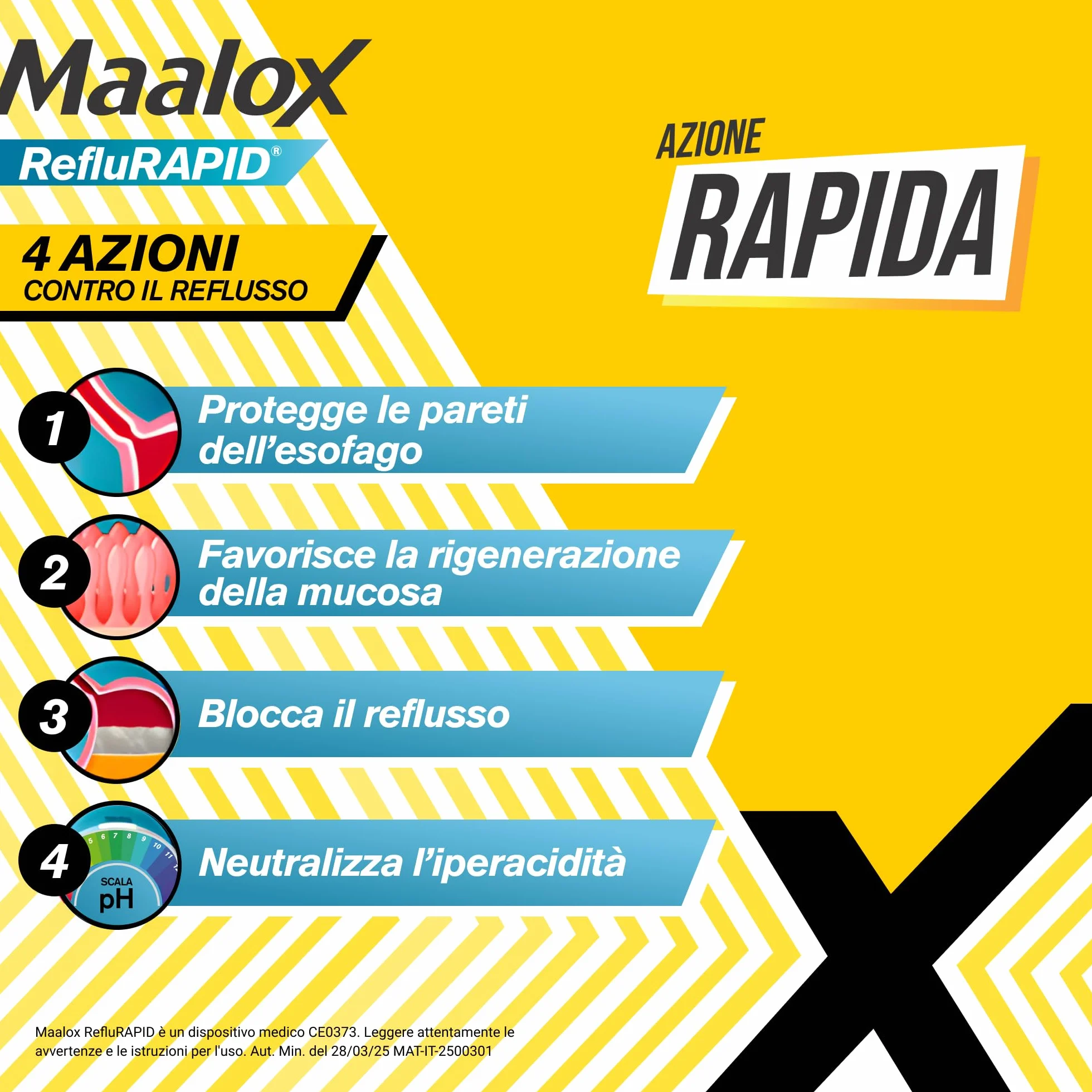 Maalox Reflurapid 40 Compresse Gusto Menta, Blocca Reflusso Gastroesofageo, Riduce Bruciore e Acidità di Stomaco, con Bicarbonato di Sodio, Senza Glutine e Lattosio