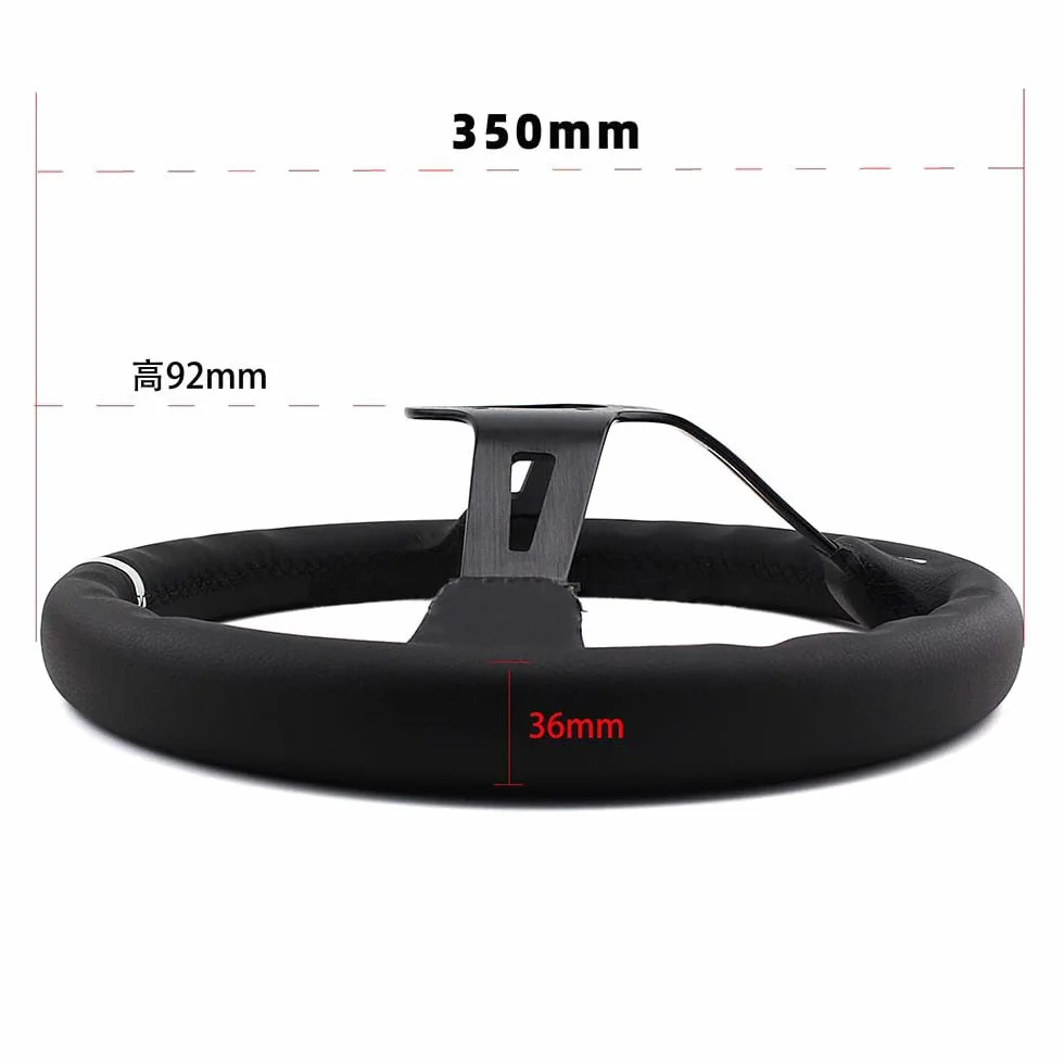 Volante Sportivo Auto,Volante da Corsa 13 pollici 330MM modifica volante strumenti personalizzato in pelle profonda disco racing drift accessori(White)