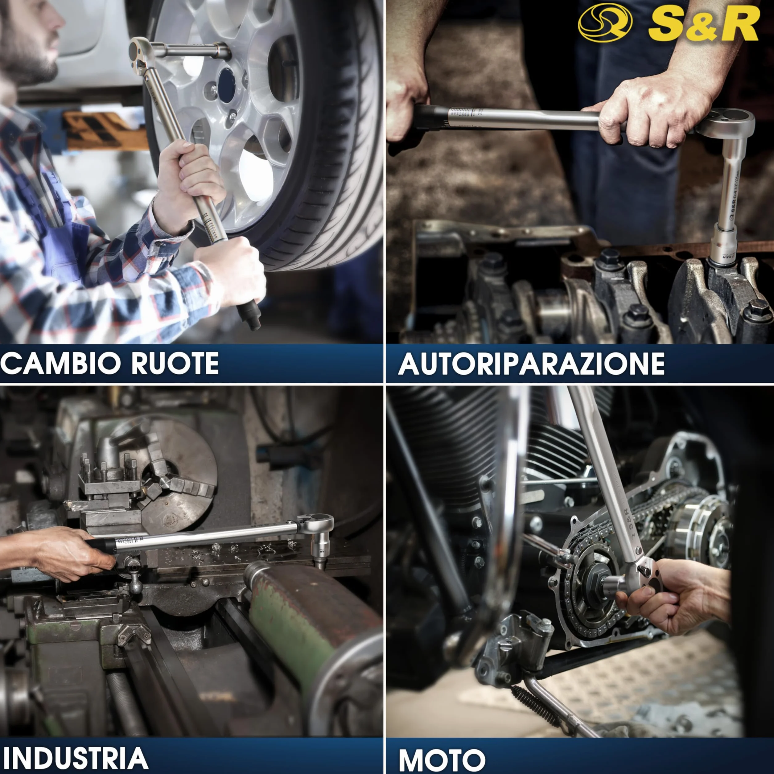 S&R Chiave Dinamometrica 1/2 28-210 Nm Set Professionale con Prolunga e Bussole 17-21mm