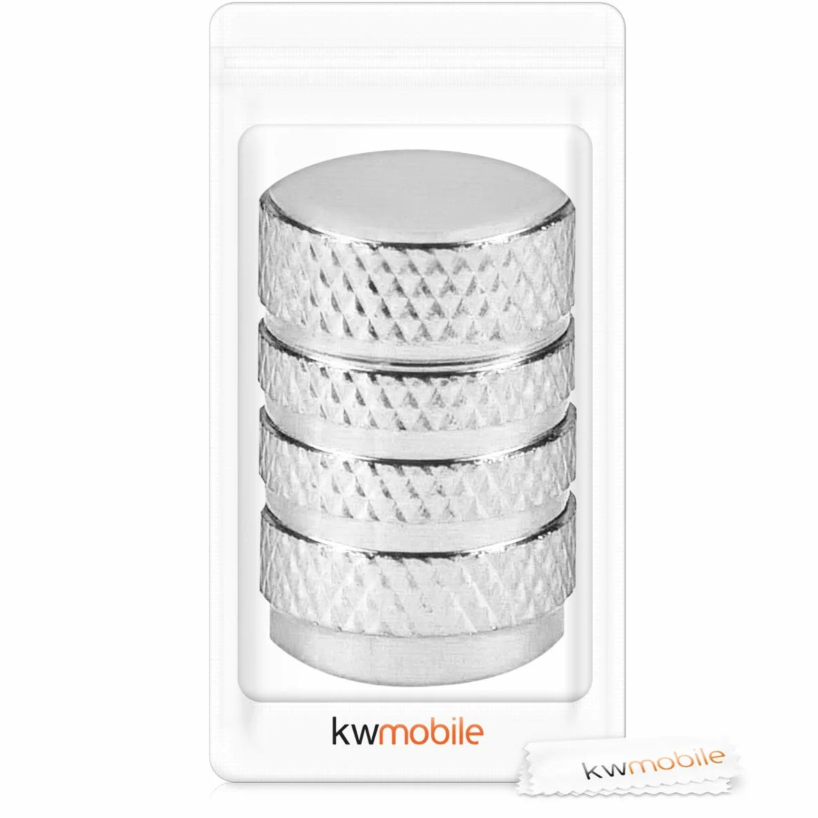 Kwmobile 5X Metal Valve Caps - Universal Car Motorcycle Bicycle Tire Valve Covers - Silver