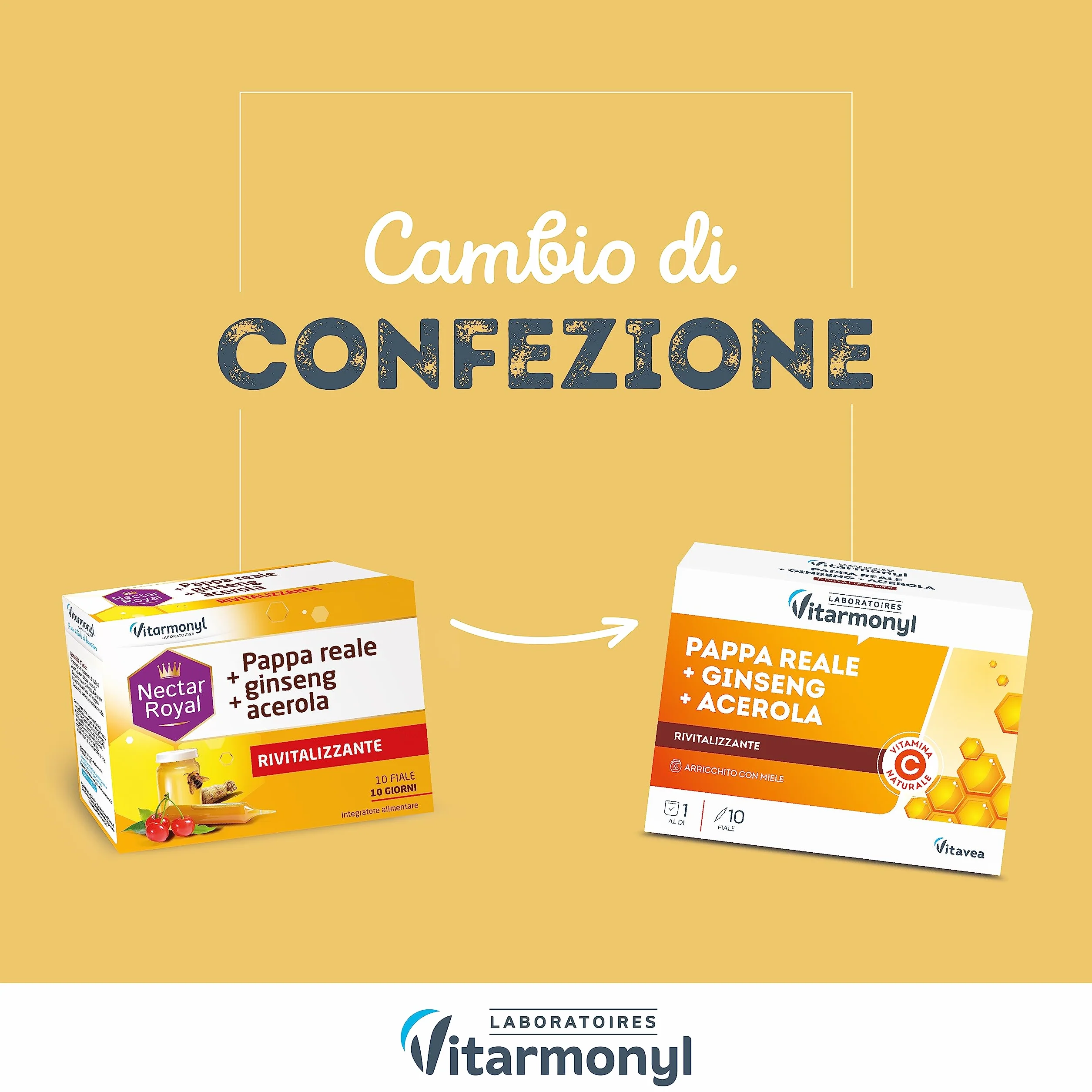 Nectar Royal Pappa Reale Ginseng Acerola Integratore Energia Sistema Immunitario Vitamina C 10 Fiale Vitarmonyl