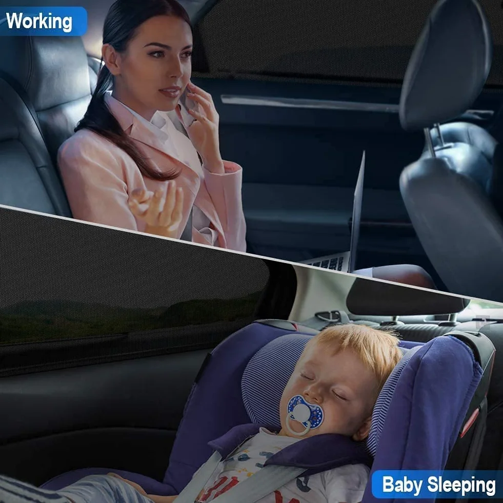 Tendine Parasole Auto Bambini 2 Pezzi, Tende Oscuranti Vetri Auto Protezione UV Rete Traspirante