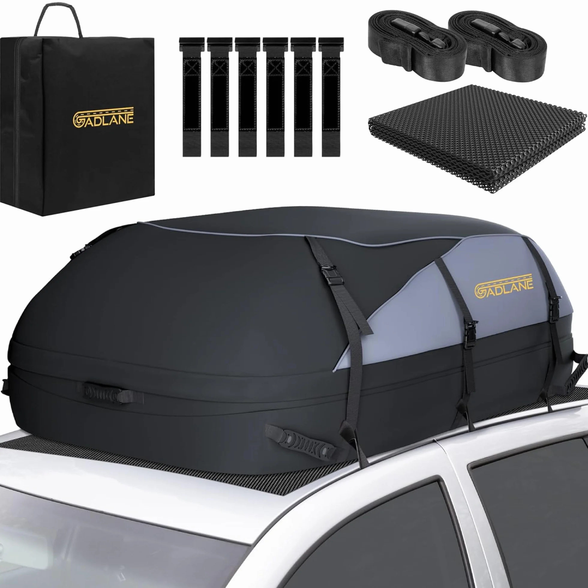 GADLANE Borsa da Tetto per Auto 550L Impermeabile con 6 Cinghie Tappetino Antiscivolo