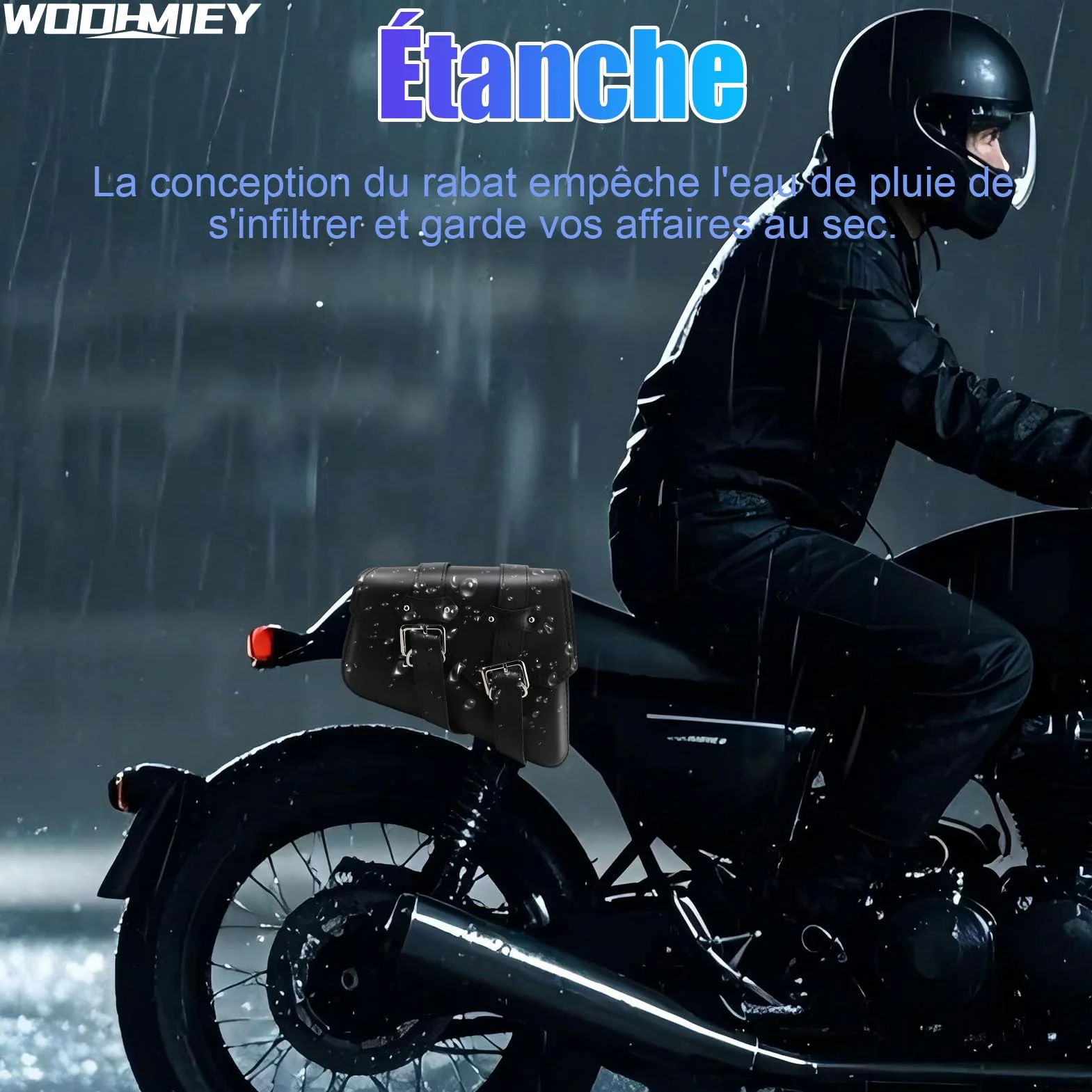 Borsa laterale moto in pelle PU resistente all'acqua vintage grande capacità