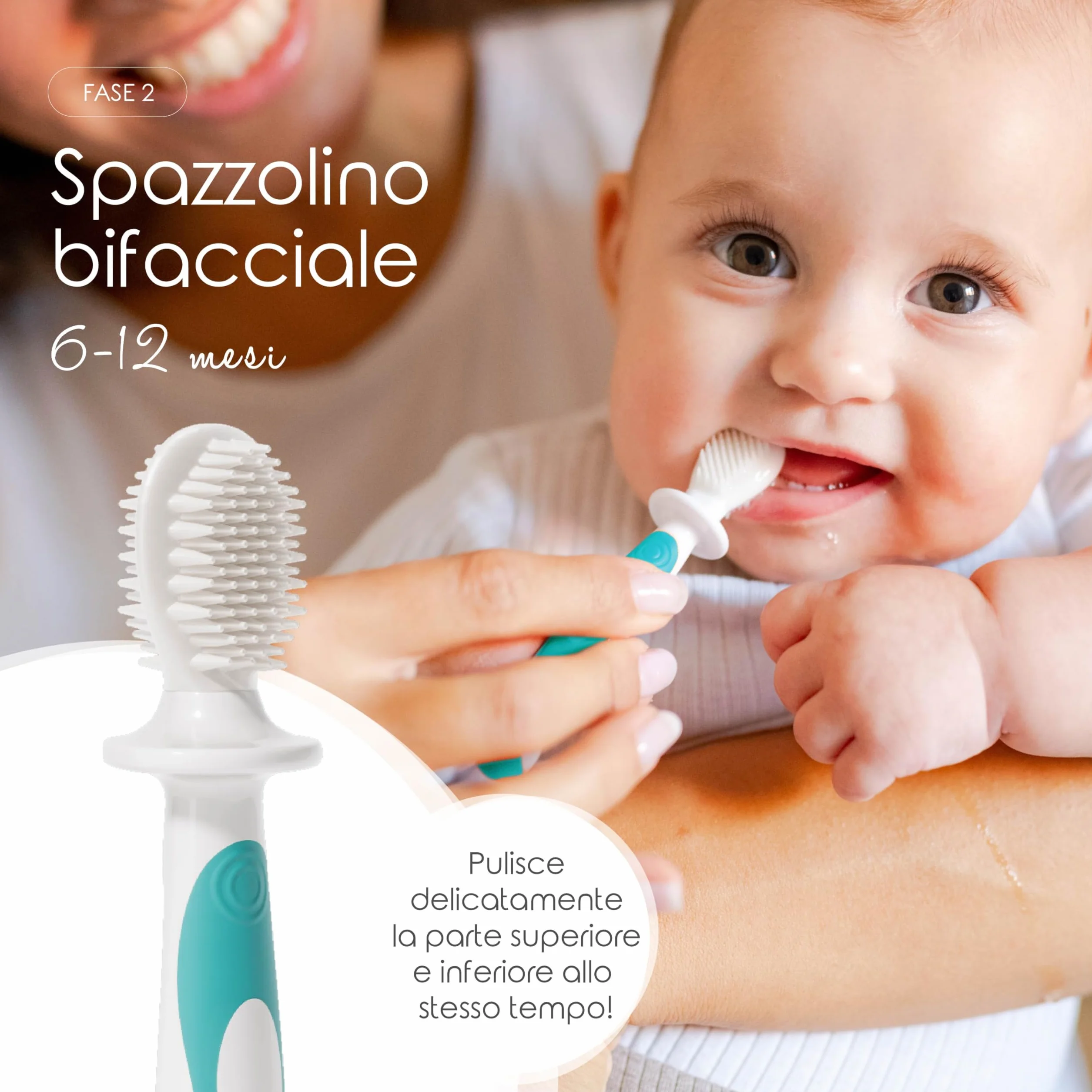 Cherish Baby Care Set di Spazzolino Bambini 3-24 Mesi BPA Free Silicone Alimentare
