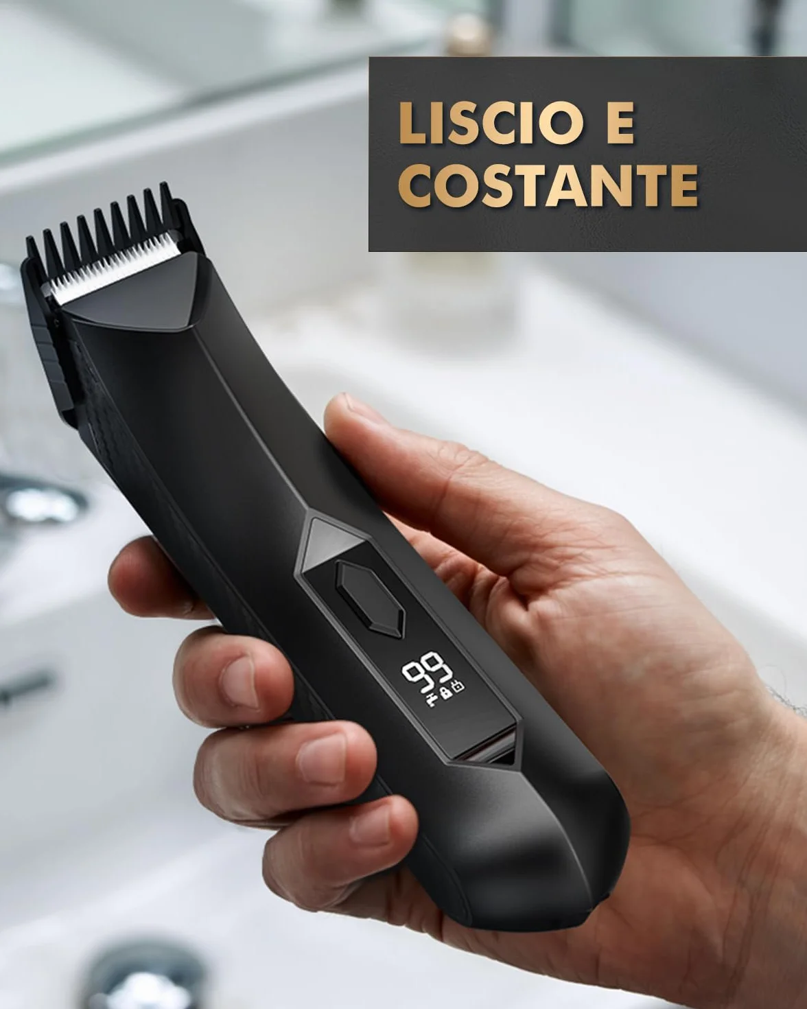 Rasoio Elettrico Corpo Uomo IPX7 con 4 Pettini e Luce LED