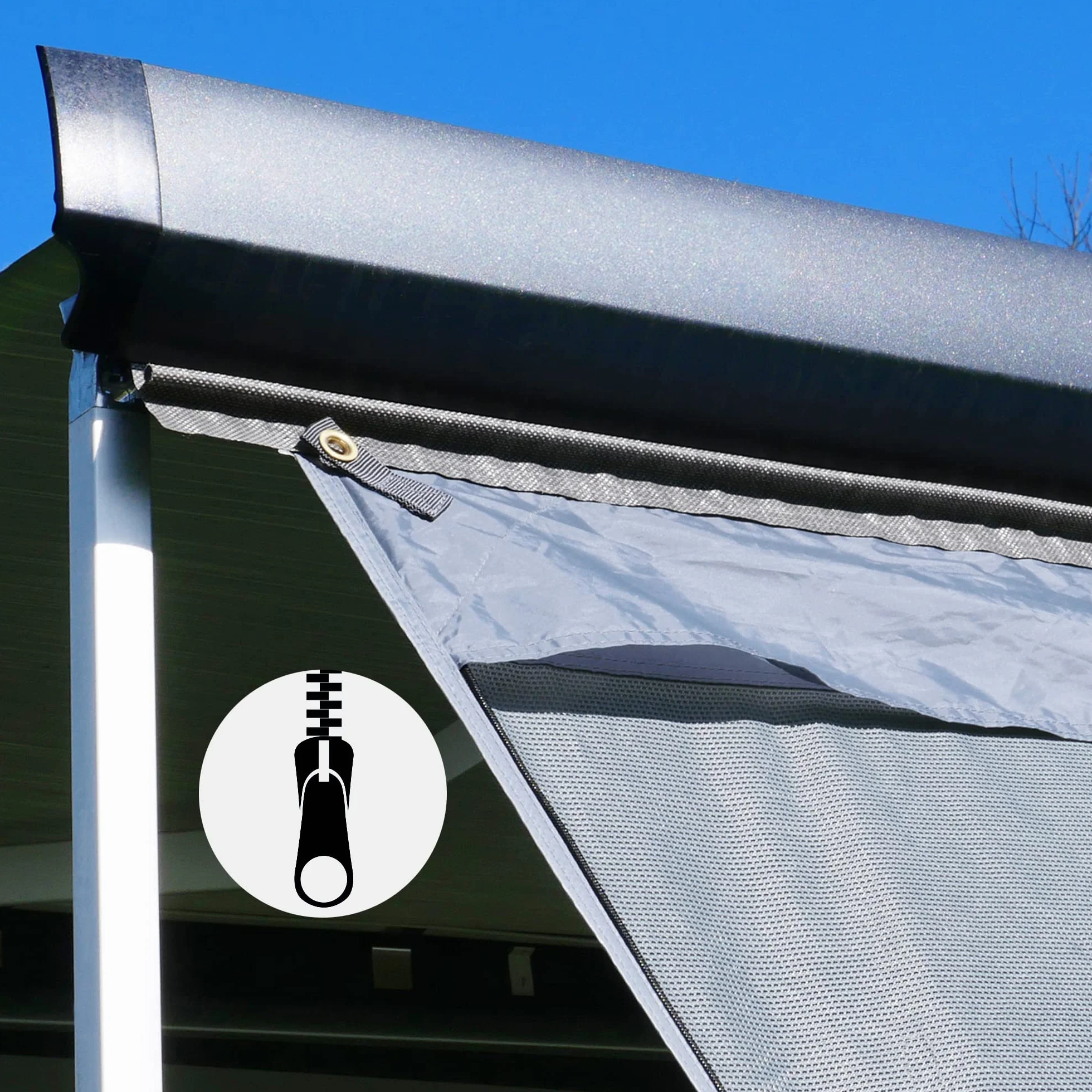 GEAR Sun & Rain Blocker Parete Anteriore Laterale Tenda da Sole UPF 50+ Colonna d'Acqua 5000 mm 3 Bordini Ø 4.3 6.2 7 mm Larghezze 240