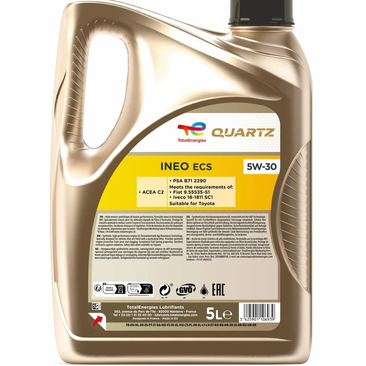 TOTAL INEO ECS 5W-30 Olej Silnikowy 5L ACEA C2 PSA B71 2290 FIAT 9.55535-S1