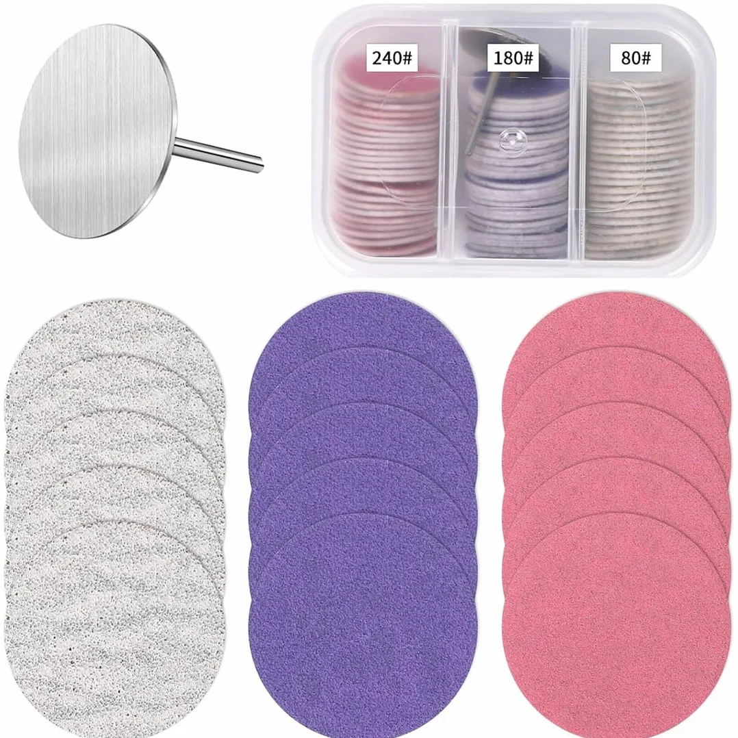 Set di 60 pezzi Carta Vetrata per Pedicure, Disco Abrasivo di Ricambio per Cura dei Piedi, Granularità 80/150/240