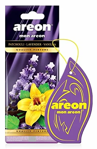AREON Mon 21424 Profumo Auto Patchouli Lavanda Vaniglia Deodorante da Appendere Viola 2D
