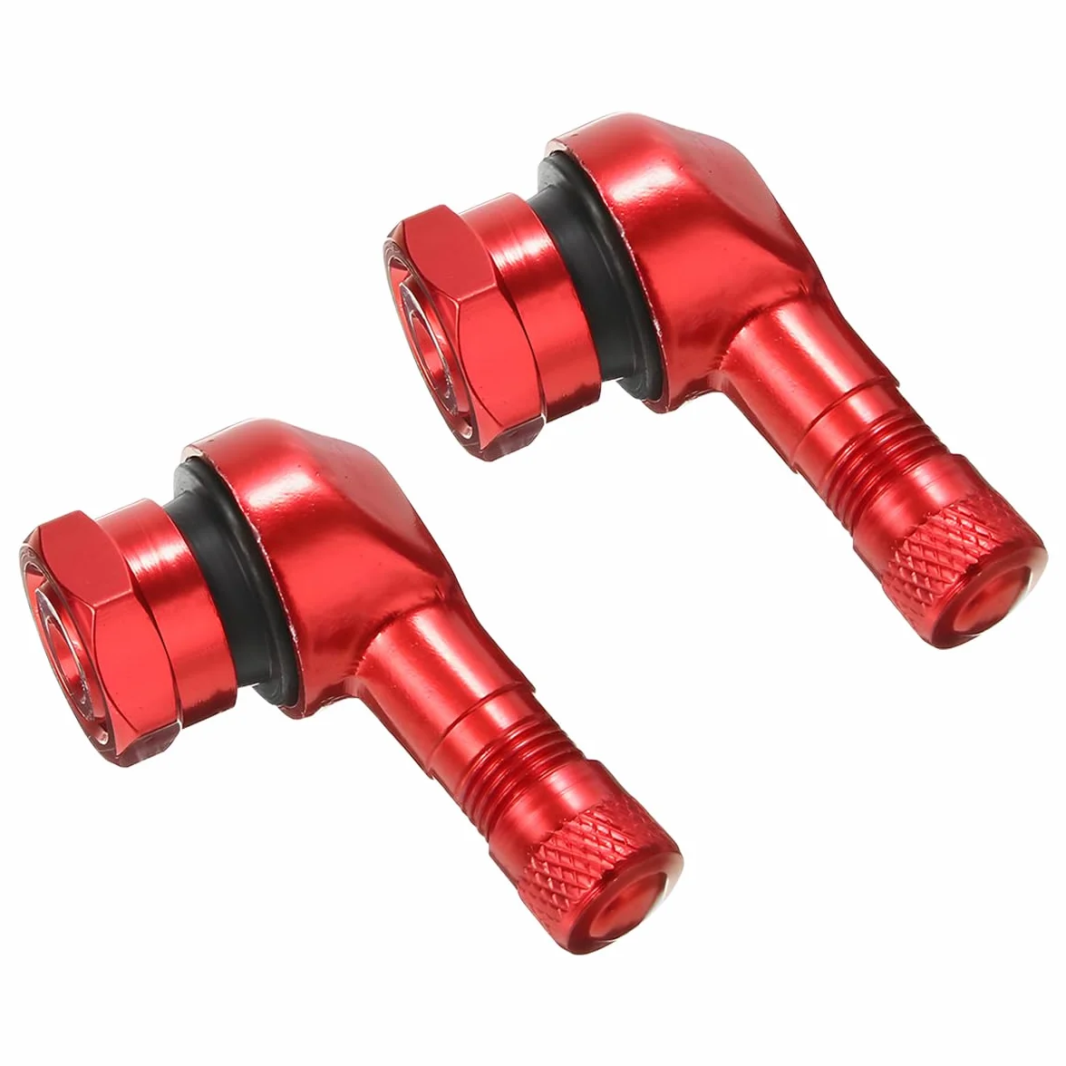 JNNJ 2 Pezzi Valvola per Pneumatici da 90 Gradi, Universale Moto Alluminio Ruote Pneumatico Valvola Steli Tappi 90 Gradi Auto Strumenti, Lega di Alluminio Adattatore per Copri Valvole Moto(Rosso)