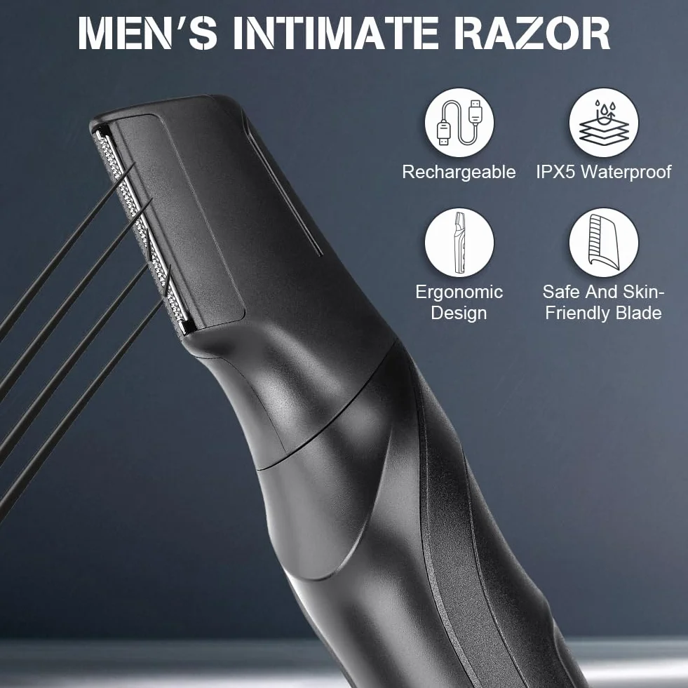 Rasoio Elettrico Corpo Uomo 3 In 1 Impermeabile IPX5 Depilatore Pettini Regolabili 3-12 mm Wet&Dry