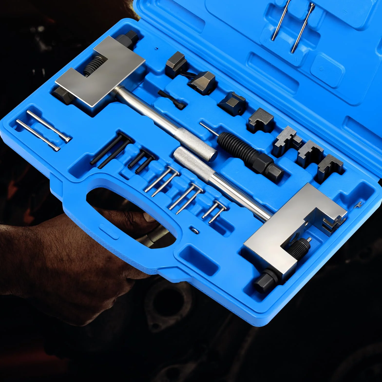 Kit di utensili per rivettatrici di catena di distribuzione, motore, rimozione, montaggio, set di utensili speciali per temporizzazione, set di rivettatrici per Mercedes Benz M271 M272 M273