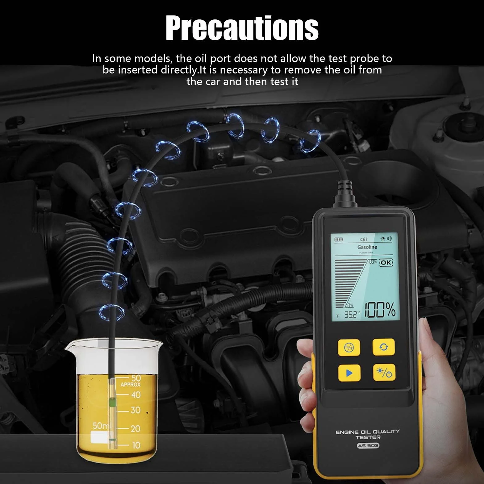 Tester Liquido Freni Digitale AS503 con Schermo LCD 2,8" e Sonda ad Alta Precisione