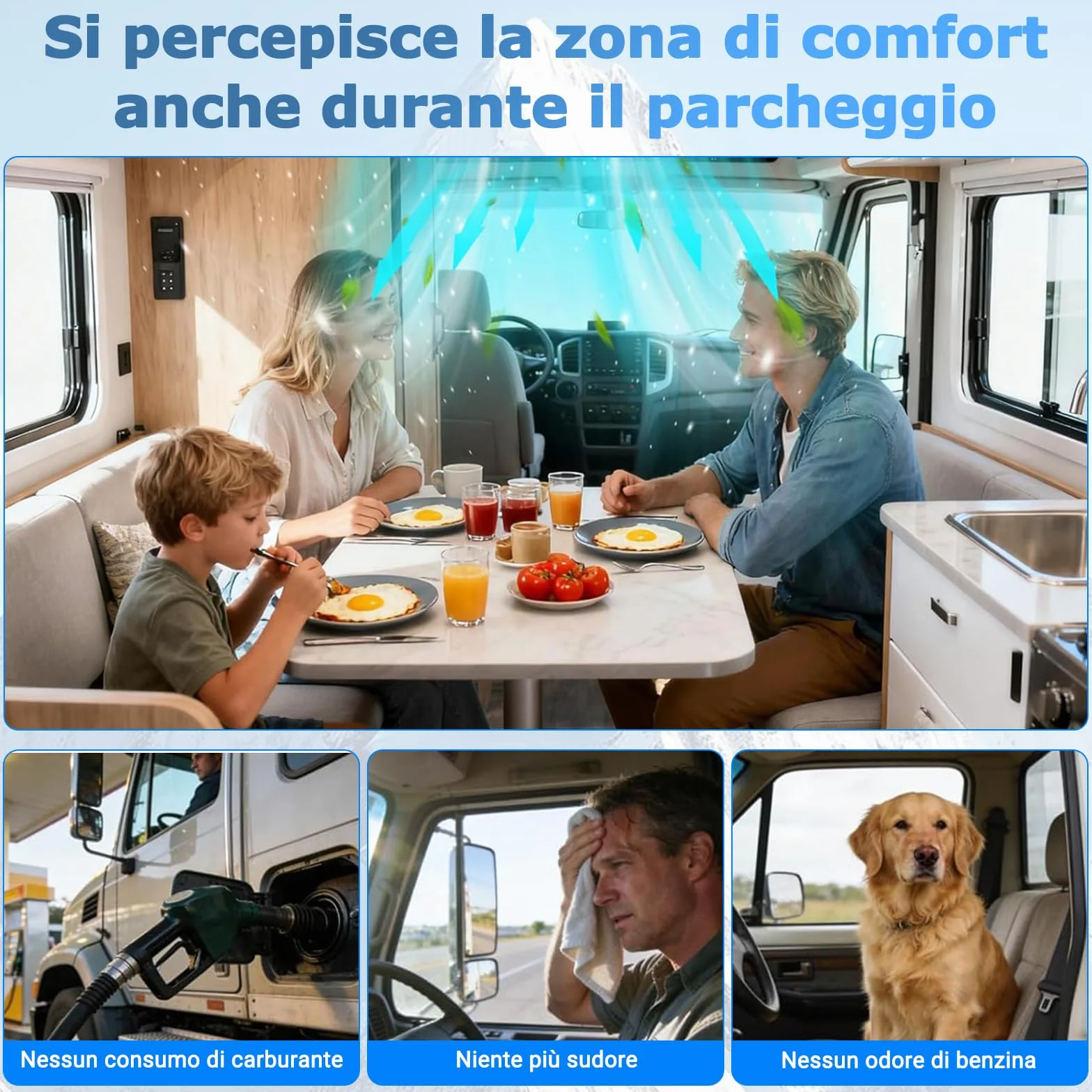 Condizionatore d'Aria CC 12v/24v sul Tetto per Camper Barca Camion