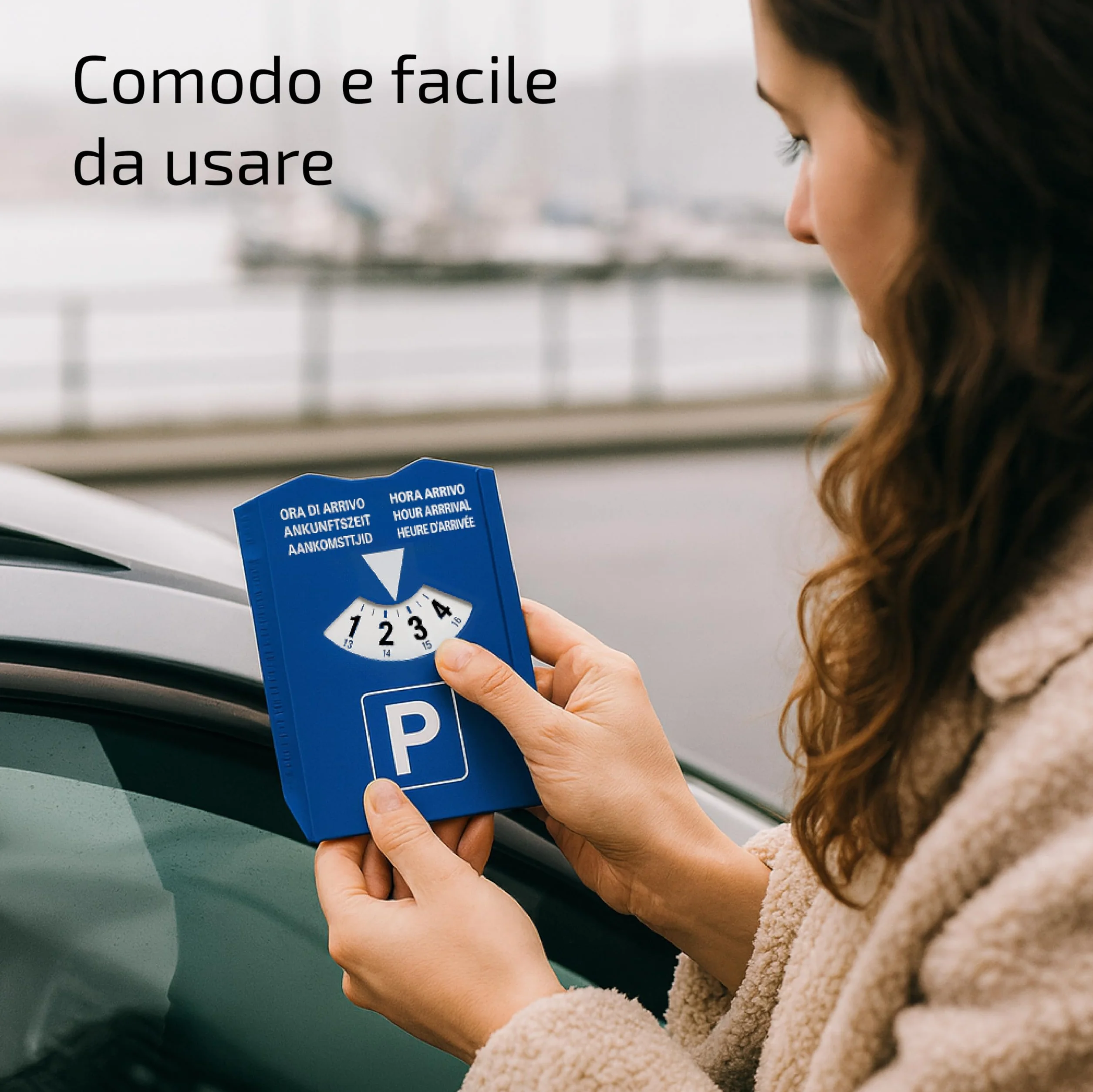 Disco Orario Auto 3 w 1 z Raschiaghiaccio Spatola w Gumie i Żetonami na Wózek - Multifunkcyjny Akcesorium Samochodowe