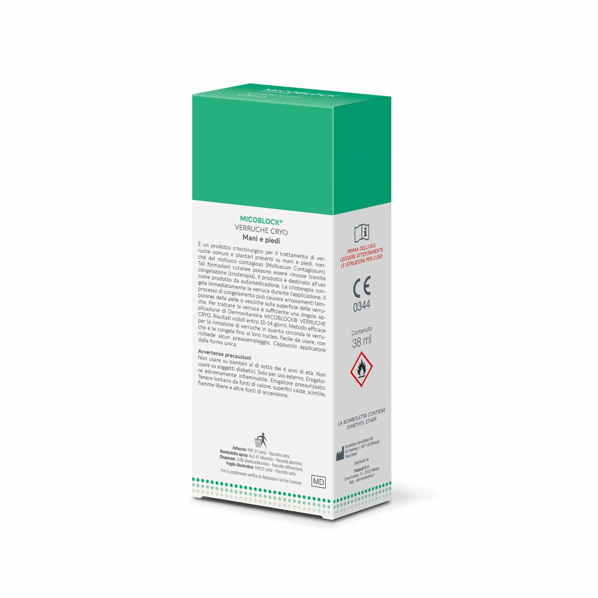 Dermovitamina Micoblock Verruche Cryo 38 ml - Rimozione Verruche per Mani e Piedi - Effetto Crioterapia per Adulti e Bambini 4+