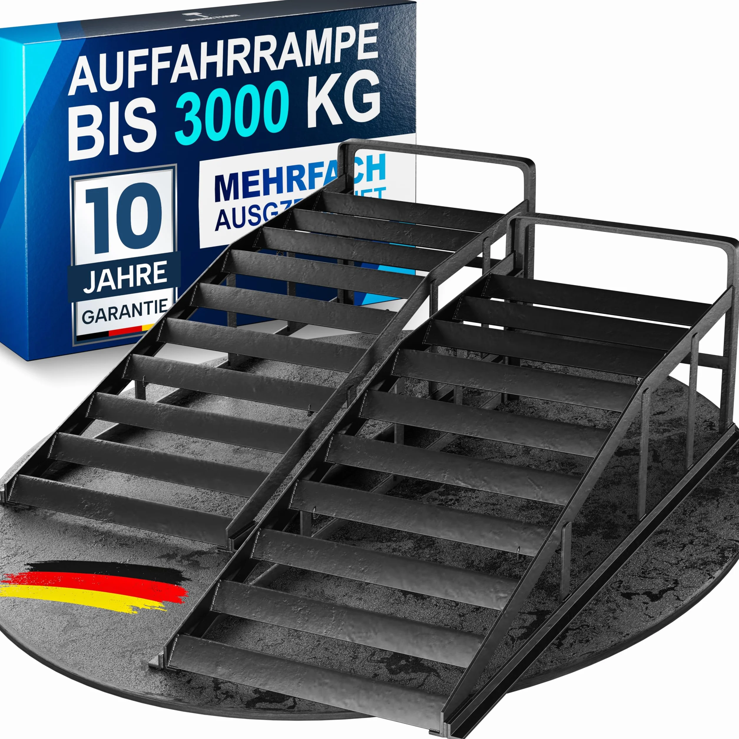 WERKTHOR Rampe Sollevamento Auto in Metallo [Set di 2] – Rampe per Auto Fino a <3t – Rampa Alta Resistenza per Ogni Superficie – Pedane Auto Robuste