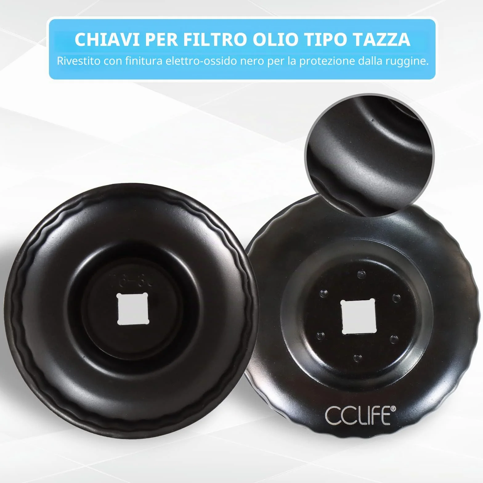 CCLIFE 15 pezzi filtro olio tazza universale 65-100mm Ferro chiavi per filtro olio set in valigetta