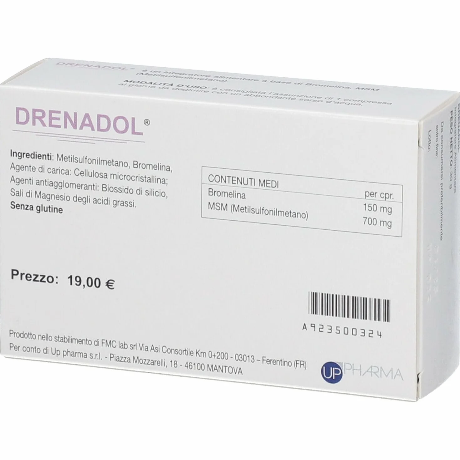 Drenadol 30 compresse integratore alimentare MSM bromelina
