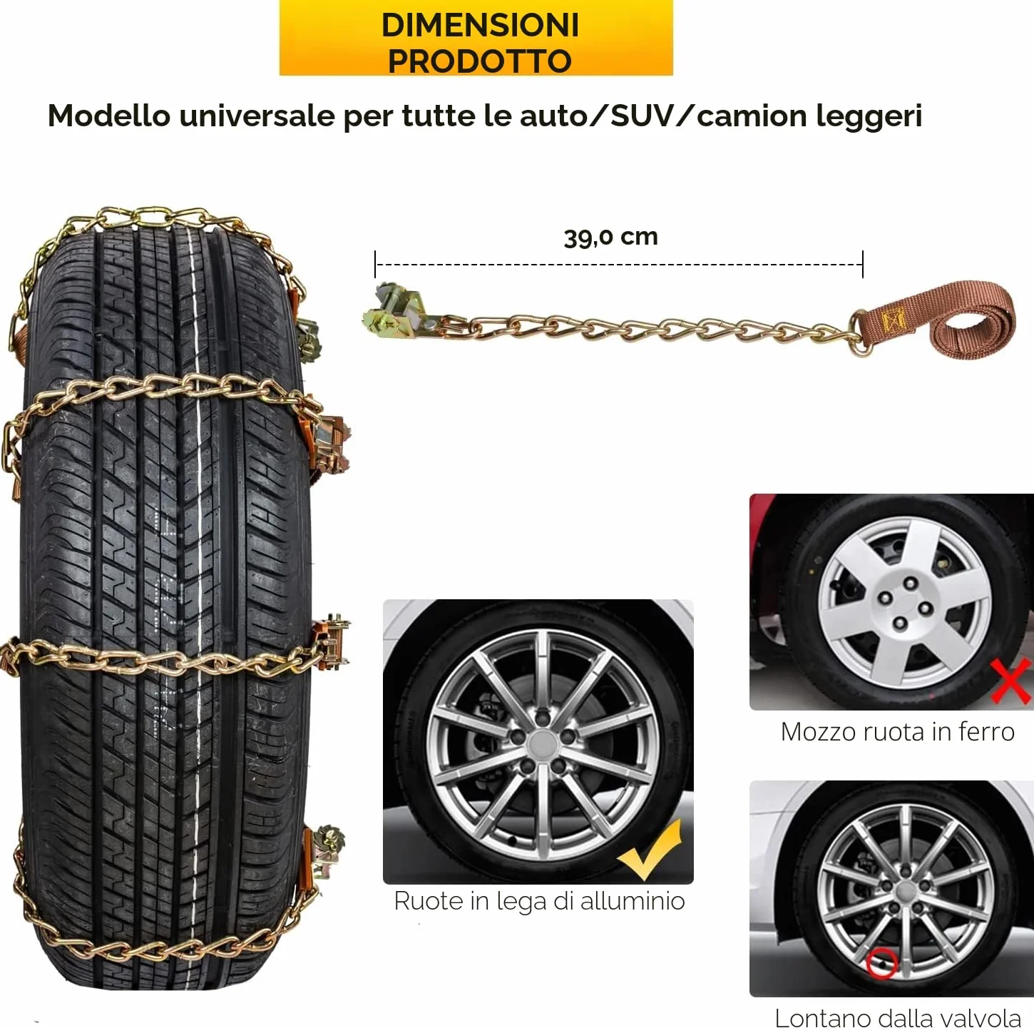 Catene da Neve 8 Pezzi Catene Regolabili Antiscivolo con Pala da Neve in Plastica e Guanti Facile da Installare Catena da Neve Durevole per Auto, Camion, SUV Carreggiata Strade innevate