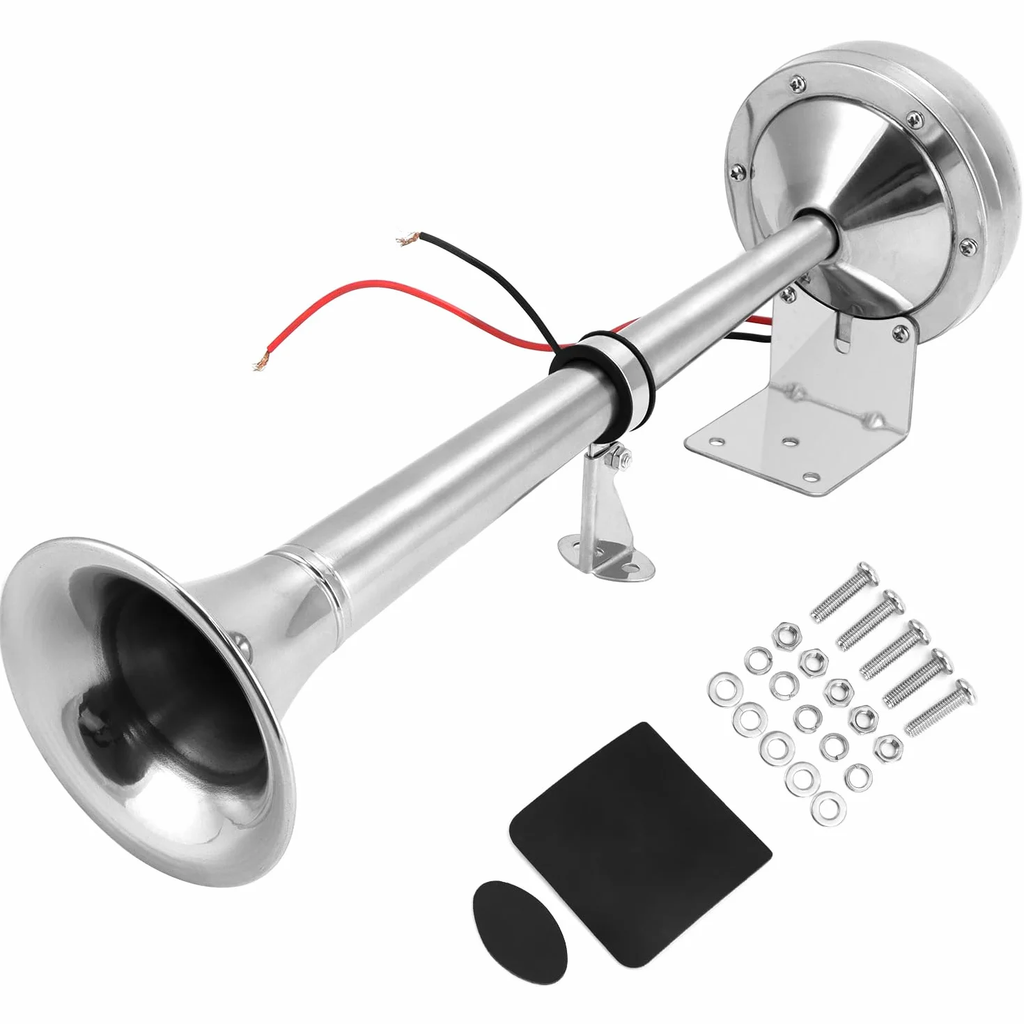QWORK® Tromba Nautica Trombe Camion in Acciaio Inossidabile 304-328DB 12V 10A -Tromba Singola Potente per per Barche e Veicoli