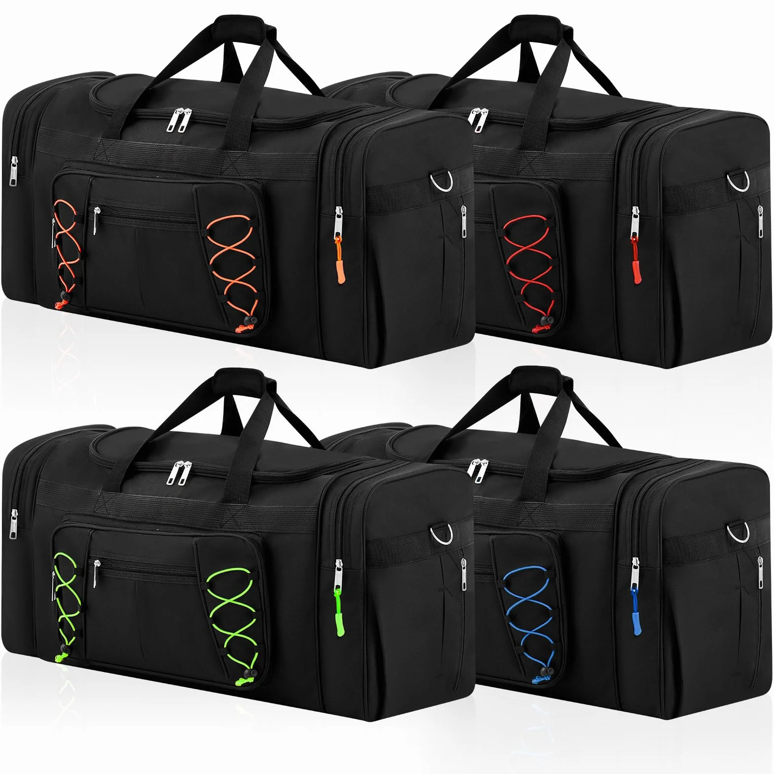 Weewooday Set di 4 Borse per Box da Tetto 65 cm 68L Duffel Portapacchi con 4 Cerniere Indicatori di Identificazione Borsa da Viaggio Nera con Scomparto per Scarpe per Box da Tetto Auto(Classico)