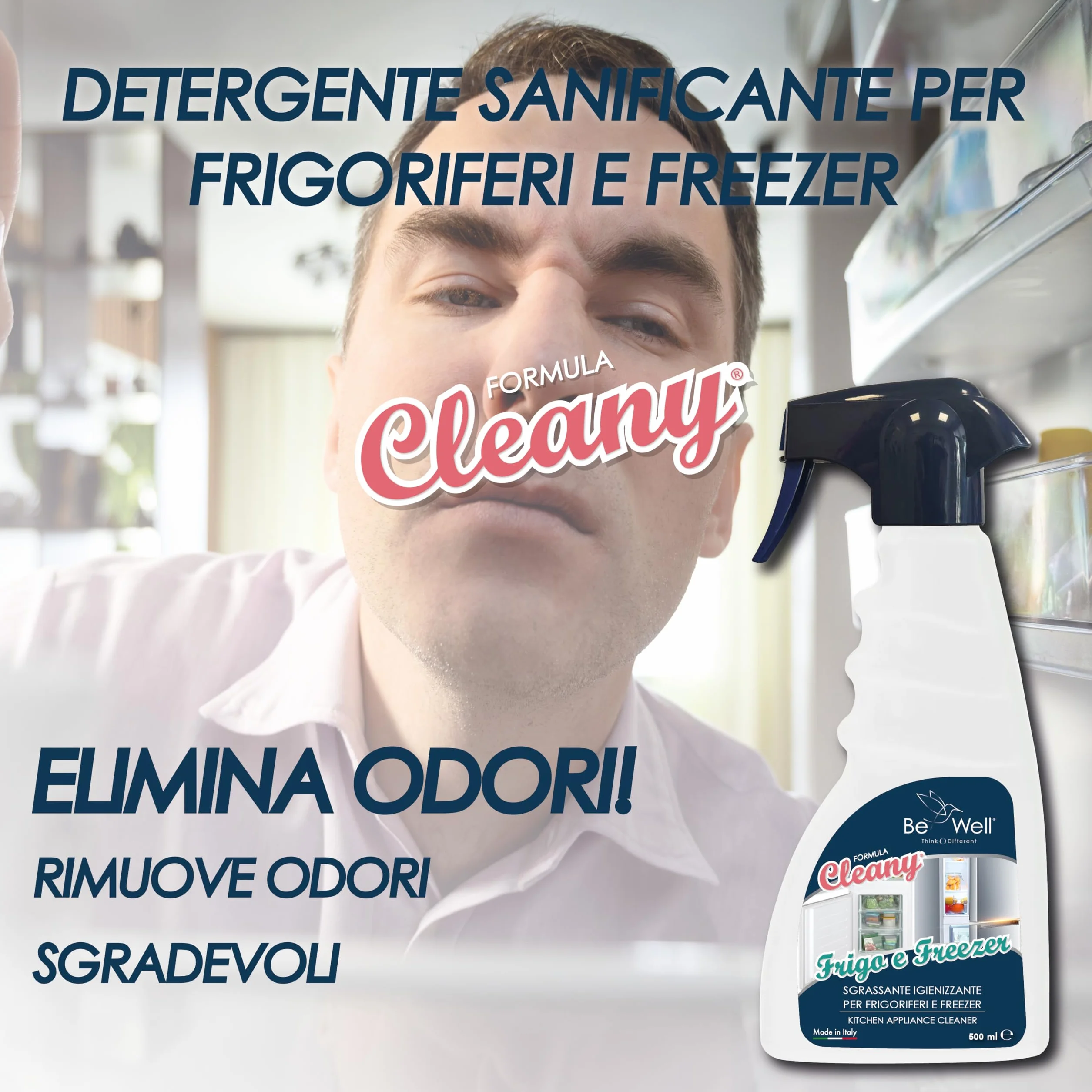 CLEANY Detergente Igienizzante Frigorifero Freezer Spray 500 ml Made in Italy
