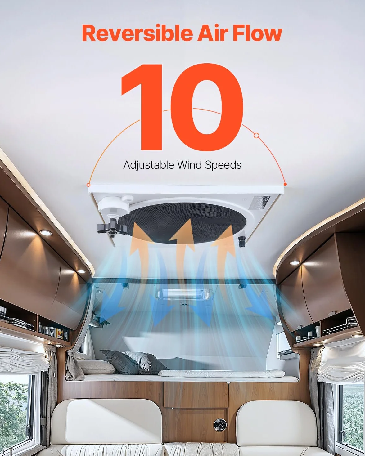 VEVOR Camper Ventilatore di Sfiato da 35,6 cm 12V 10 Velocità Telecomando Motore CC
