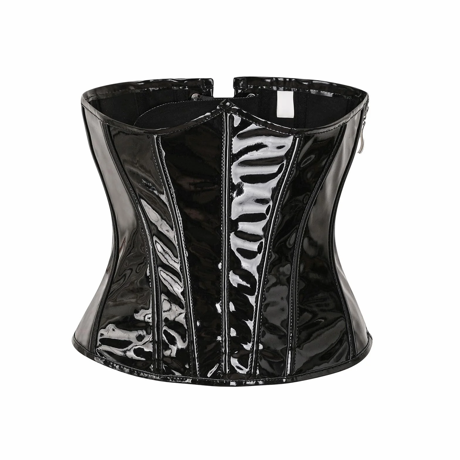 Corsetto vintage in pelle laccata effetto bagnato sottoseno schiena scoperta PVC ecopelle