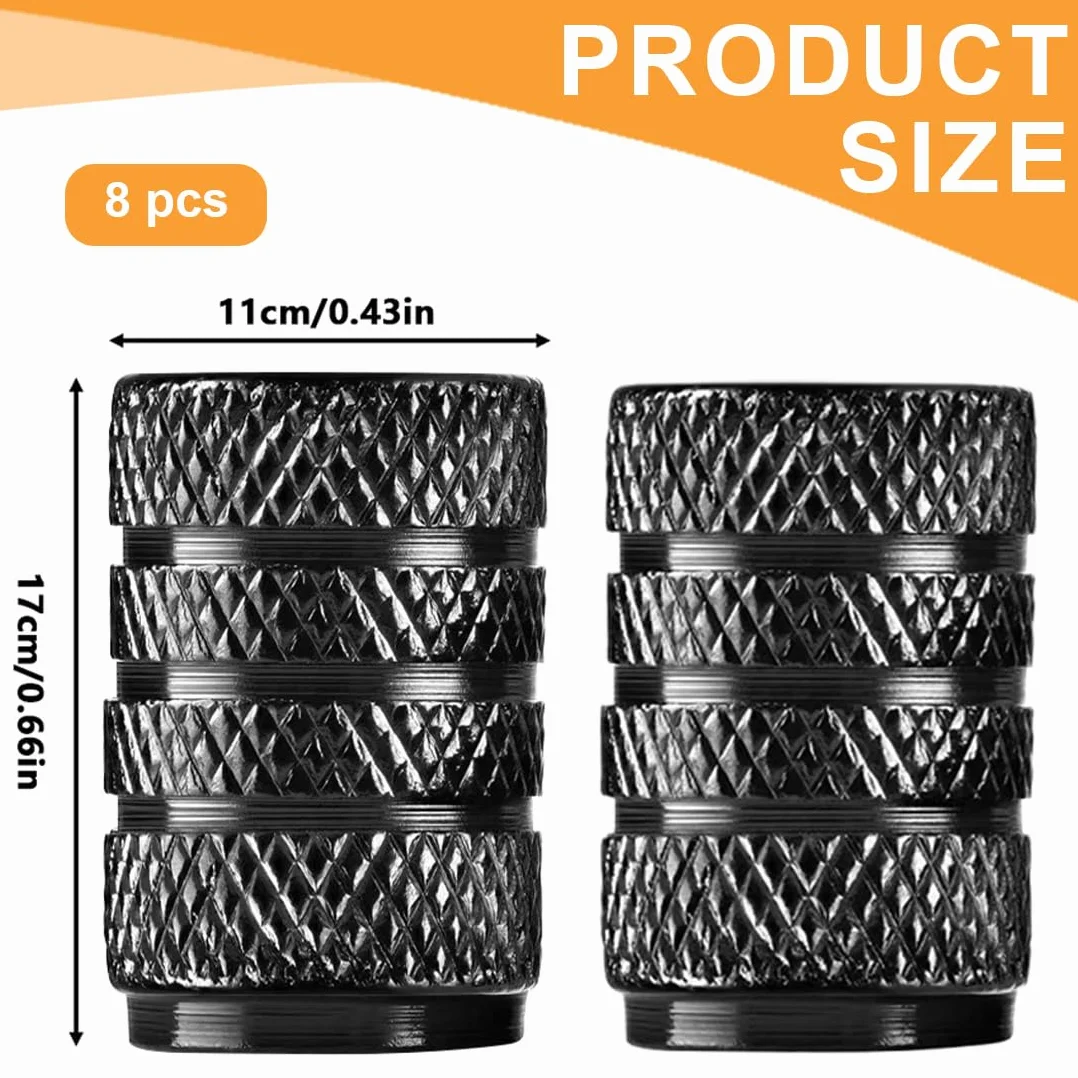 8 pezzi Cappucci per valvole in alluminio, Tappi aria per pneumatici per auto, Coperture per valvole universali per pneumatici, accessori per tappi valvole, pneumatici auto, tappi gomme auto