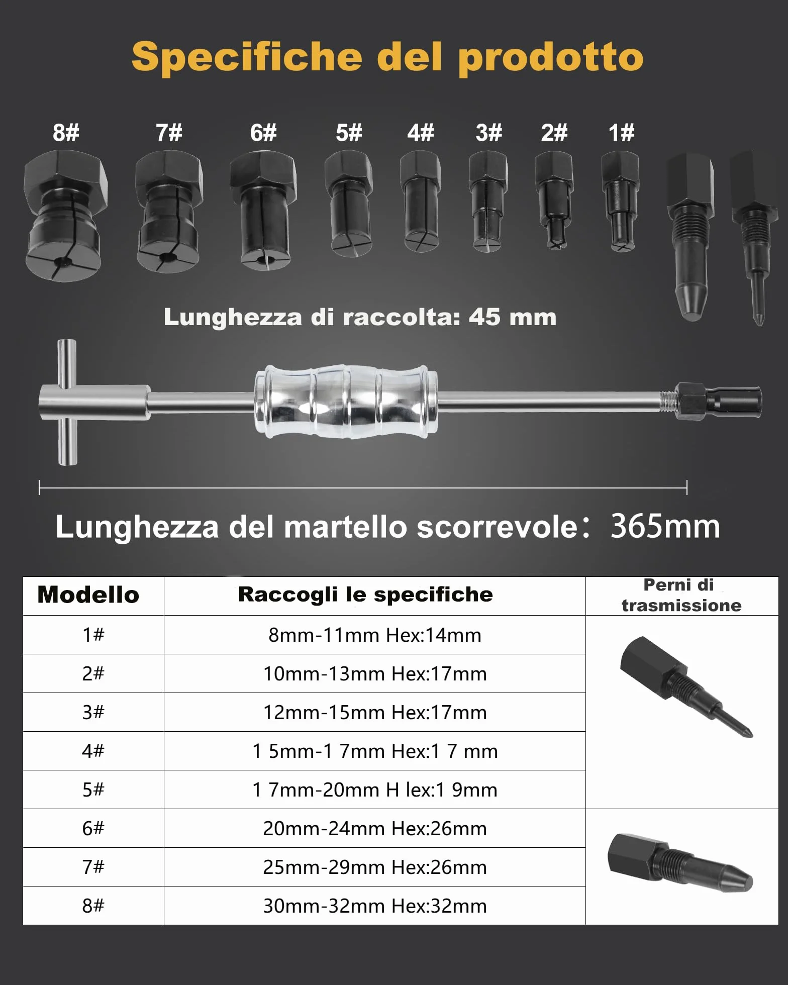 Estrattore Cuscinetti Interni Bici con Martello di Scorrimento Foro Cieco 12 Pezzi 8PCS Pinze Espandibili 8-32mm