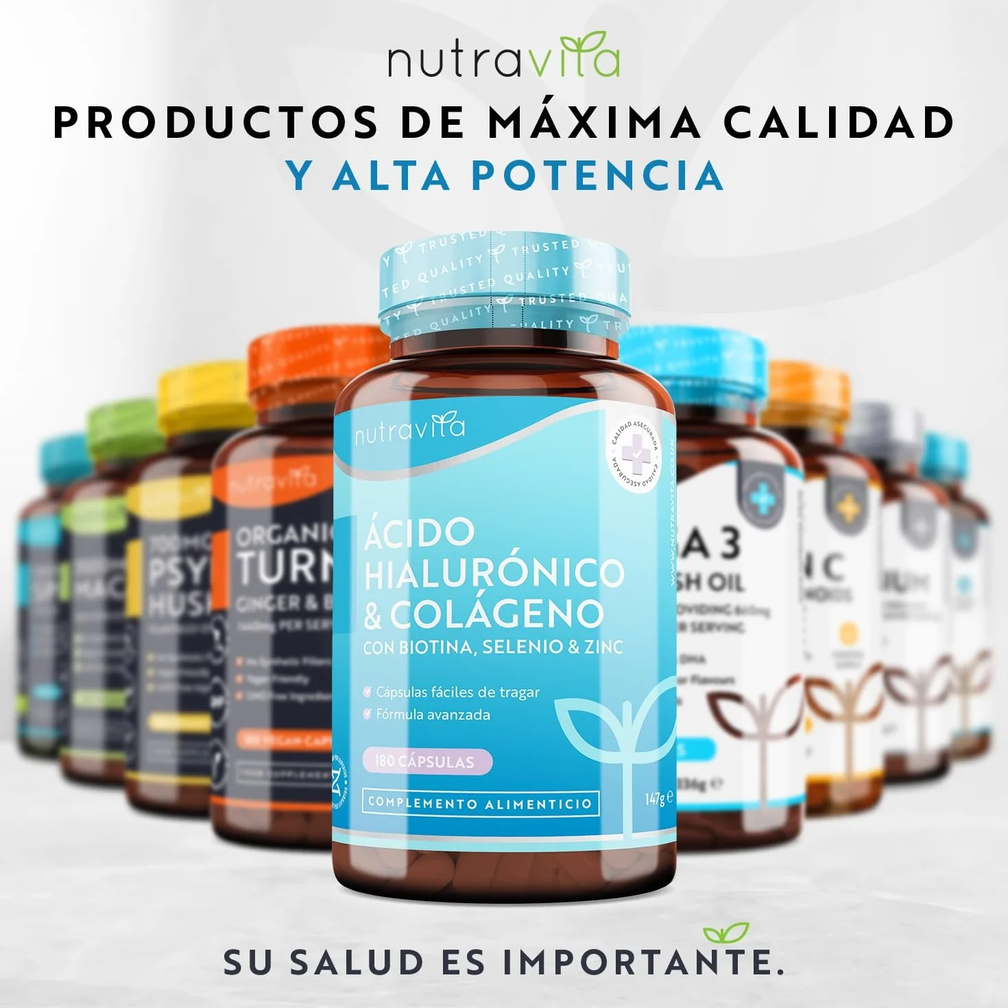 Nutravita Collagene e Acido Ialuronico Integratore 180 Capsule 1000mg + 200mg Vitamina C Biotina Zinco Selenio Capelli Pelle Unghie