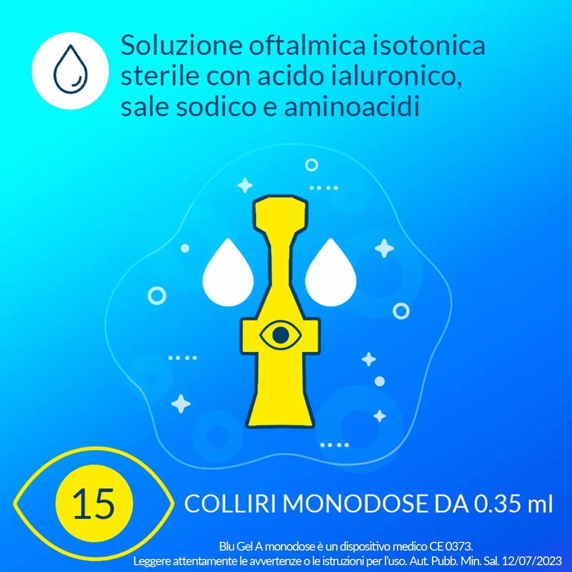 Fidia Farmaceutici Blu Gel A Monodose Soluzione Oftalmica Isotonica Sterile con Acido Ialuronico, 15x0.35 ml