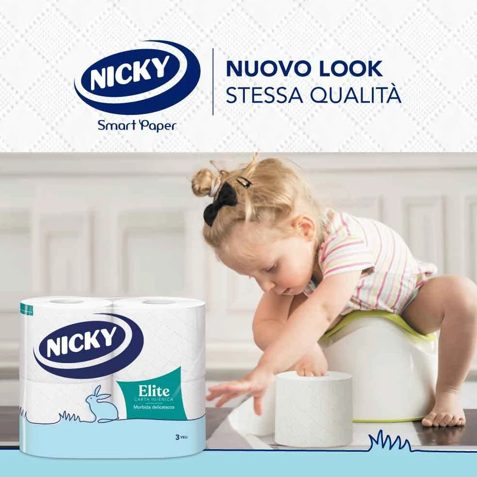 Nicky Elite Carta Igienica 4 Rotoli 170 Fogli 3 Veli Morbida Resistente Dermatologicamente Testata FSC