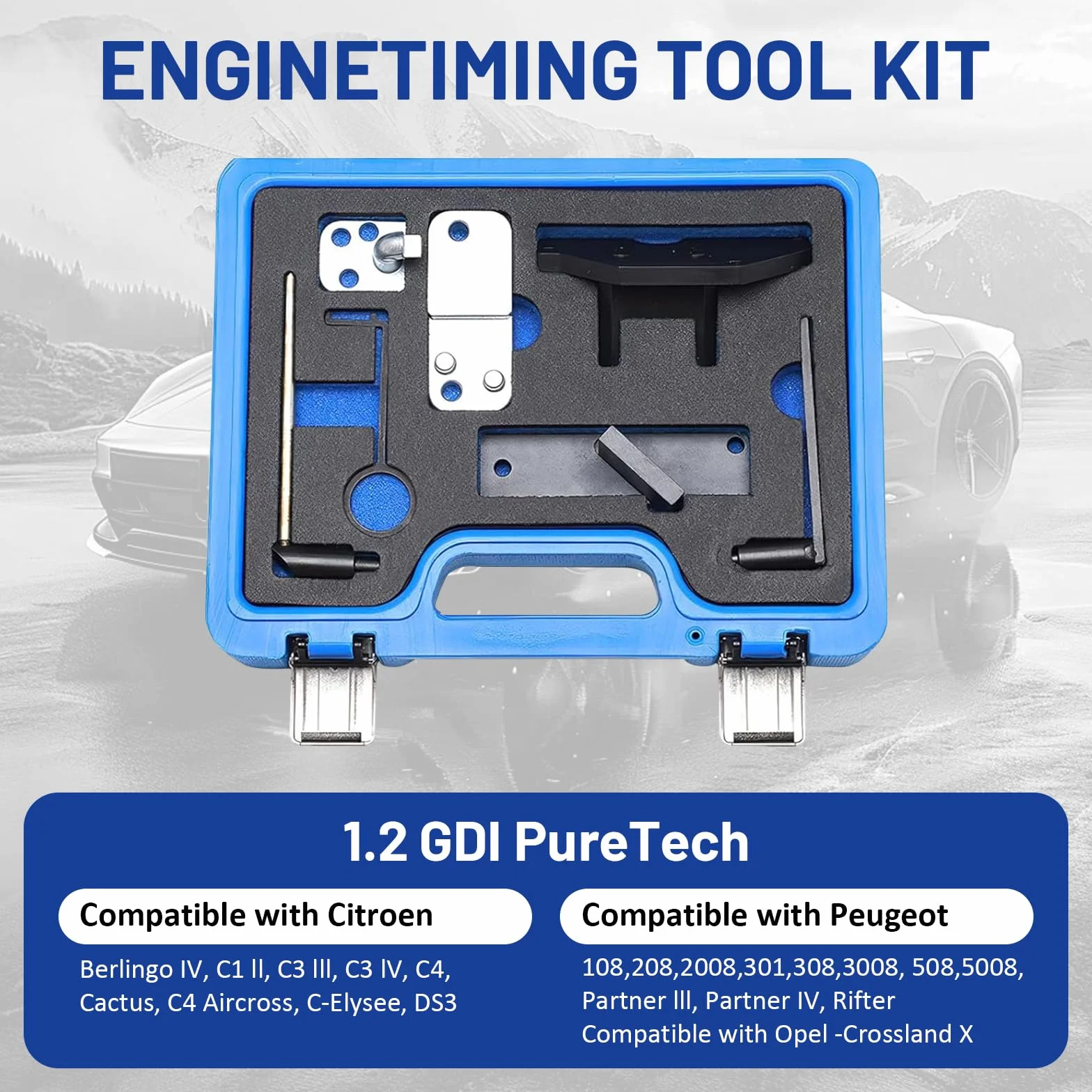 LIROPAU Kit di Strumenti per la Fasatura del Motore Set di Bloccaggio e Tenuta Albero a Camme Compatibile Citroen Peugeot Opel 1.0 1.2