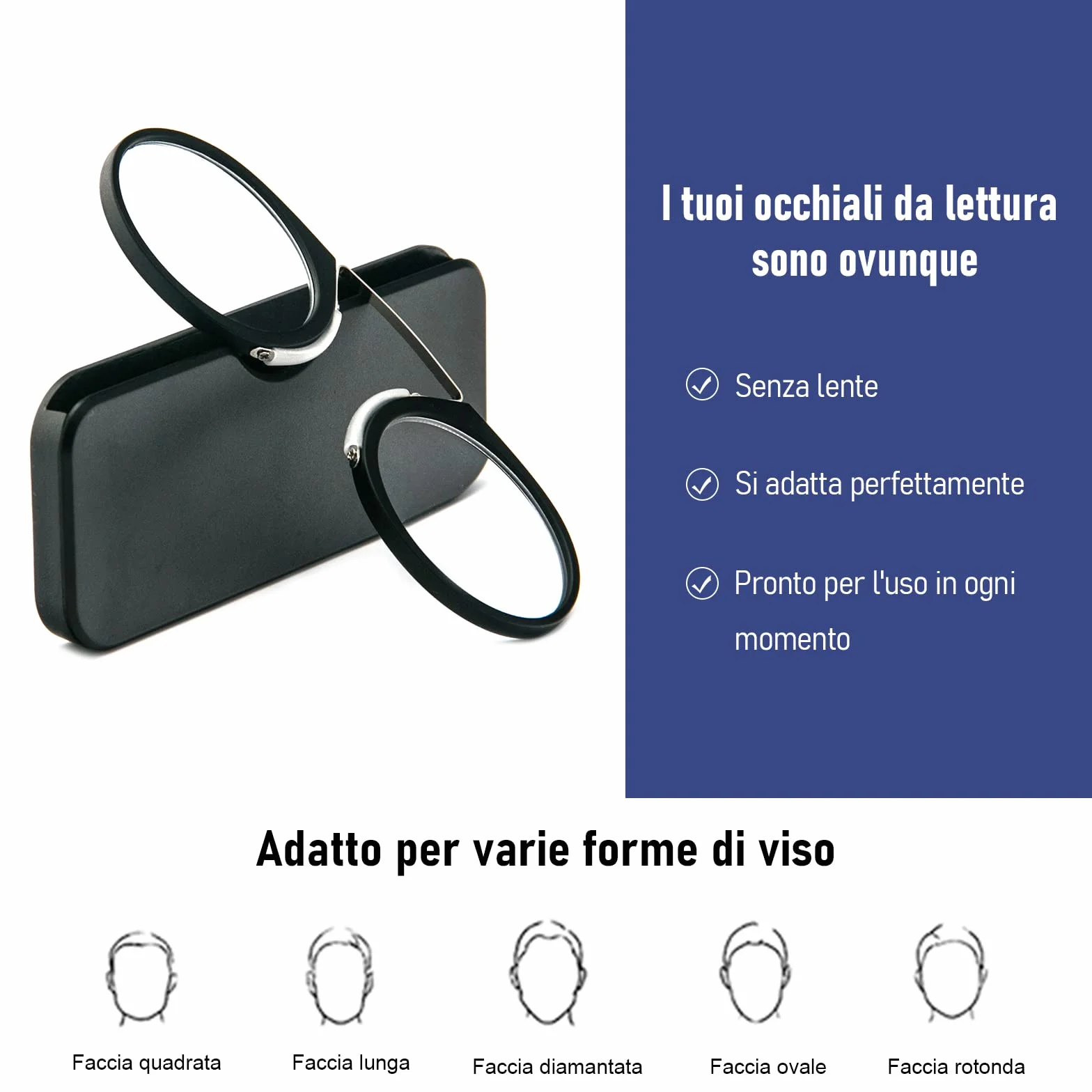 Occhiali da Lettura 2.0 Mini Lettore di Naso a Clip Antiscivolo Flessibili