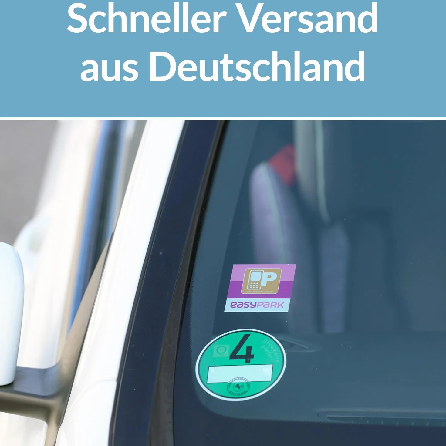 3X Adesivo EASYPARK Easy Park Vignetta APP Sticker per parabrezza piccolo, biglietto auto per parcheggio (6 x 6 cm, protezione UV, rimovibile, prodotto in Germania)