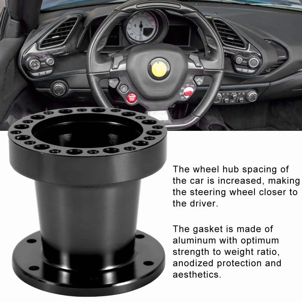 Nikou Mozzo kit adattatore mozzo volante in alluminio distanziale universale 3 pollici auto nero