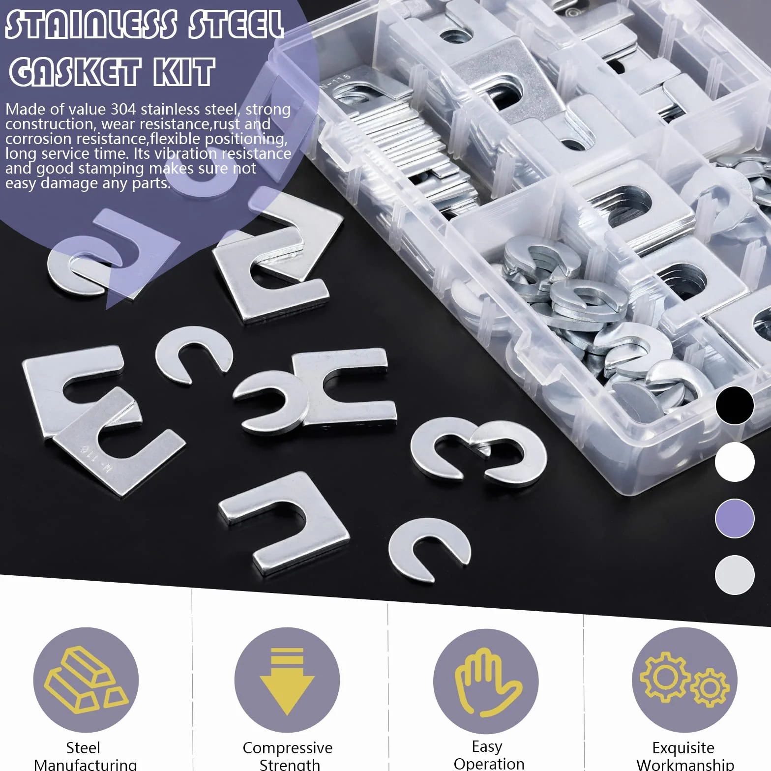 Swpeet 152Pcs Zincato 3/8" 1/2" Kit assortimento spessori allineamento corpo auto regolare camber