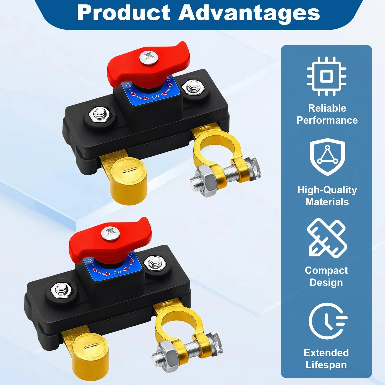 2 Pezzi Interruttore Stacca Batteria Auto 12V-24V, Staccabatteria in Rame Puro Alta Conduttività, Interruttore Disconnessione Batteria ON/OFF per Auto Camion Barca Camper Protezione Elettrica