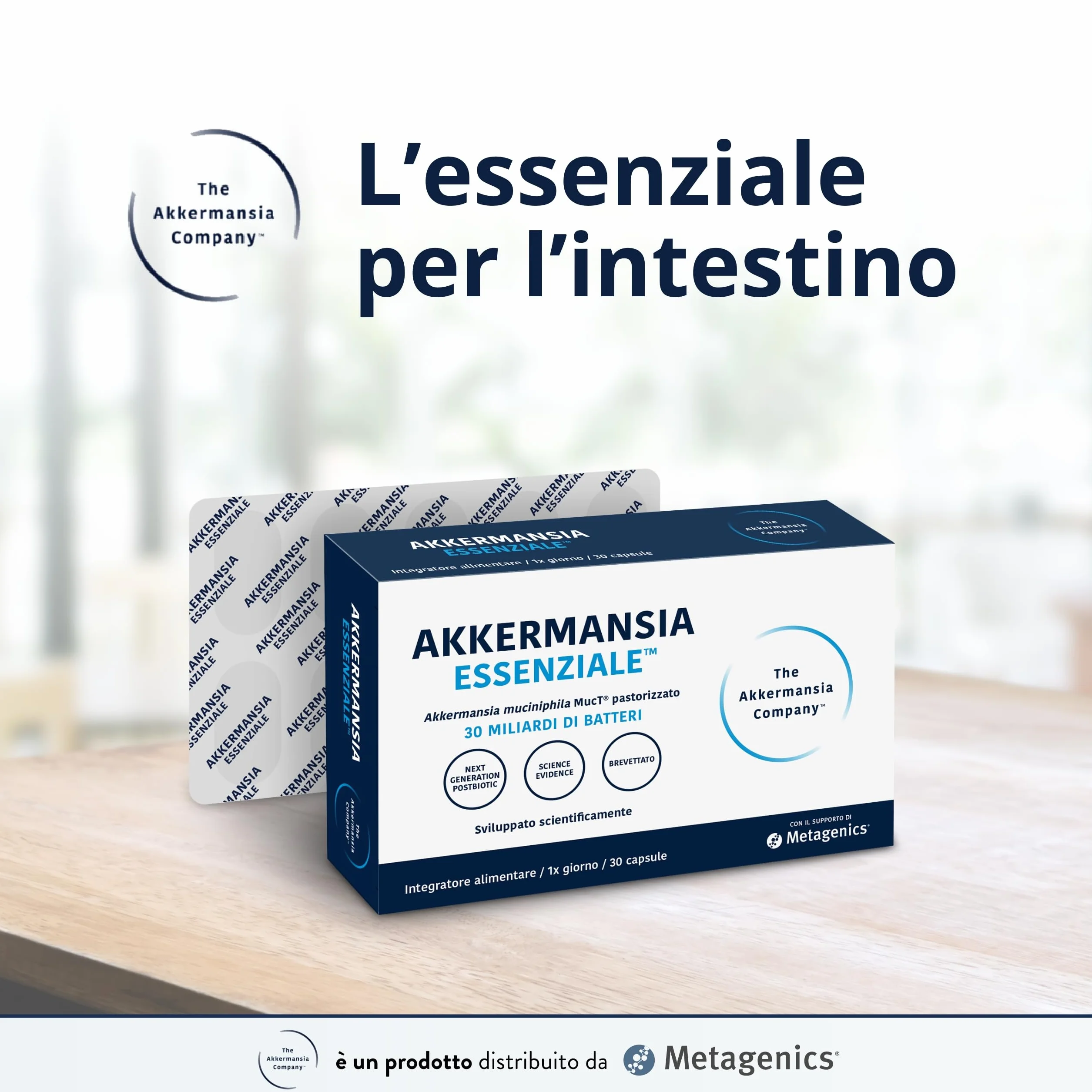 Akkermansia Essenziale per l’Intestino - 30 Miliardi di Batteri Pastorizzati - 30 Capsule