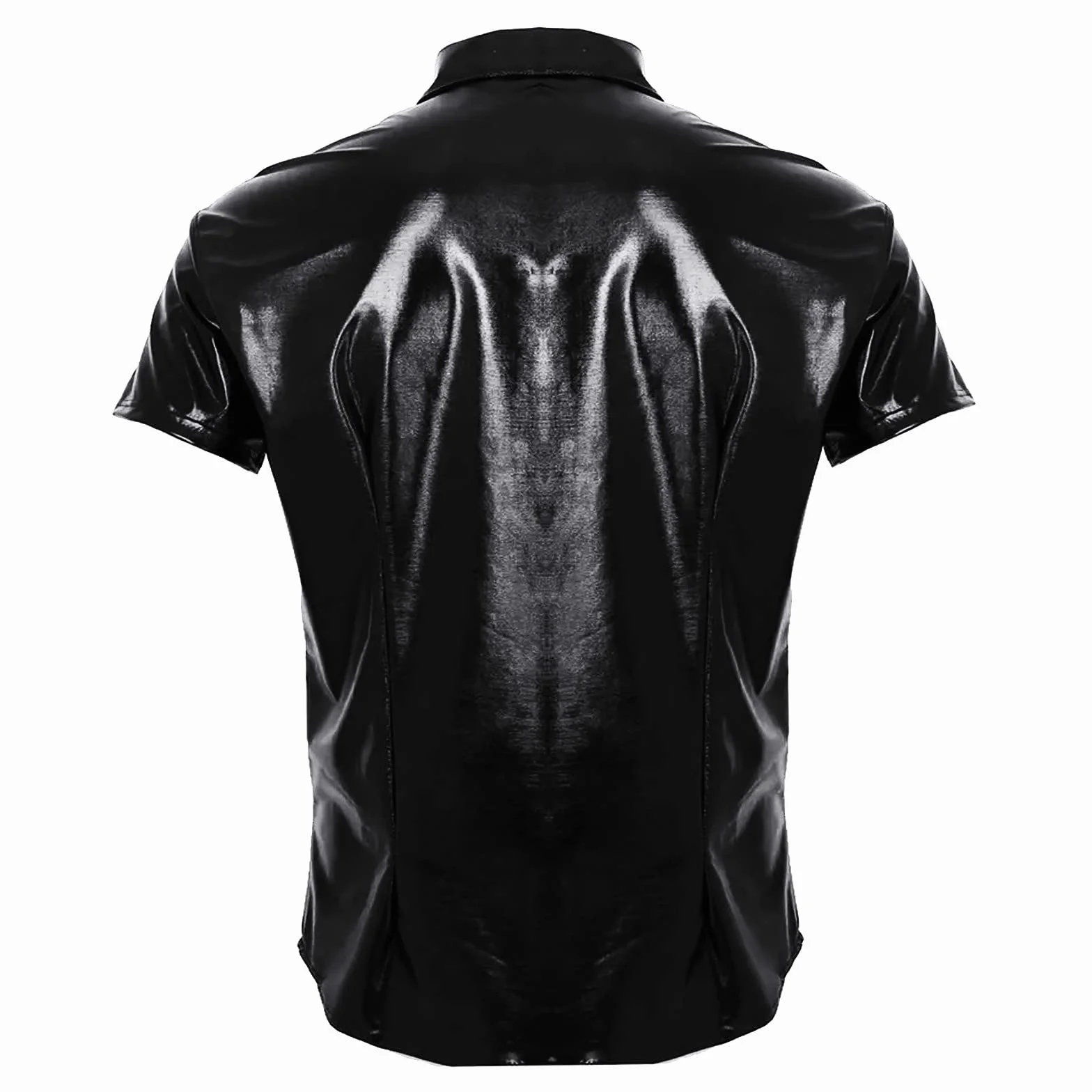 Męska koszula z lateksu slim fit z efektem mokrej skóry