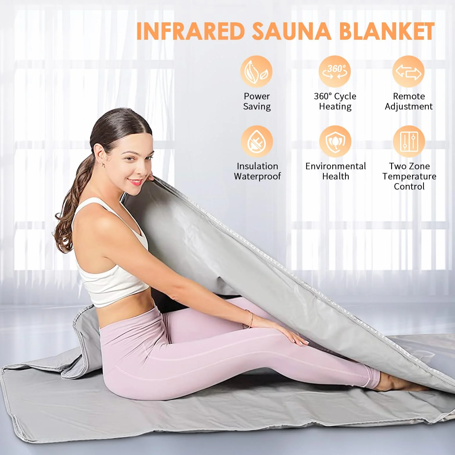 MINENICE Coperta Sauna a Infrarossi 2 Zone Far Infrared Blanket Termosauna Portatile