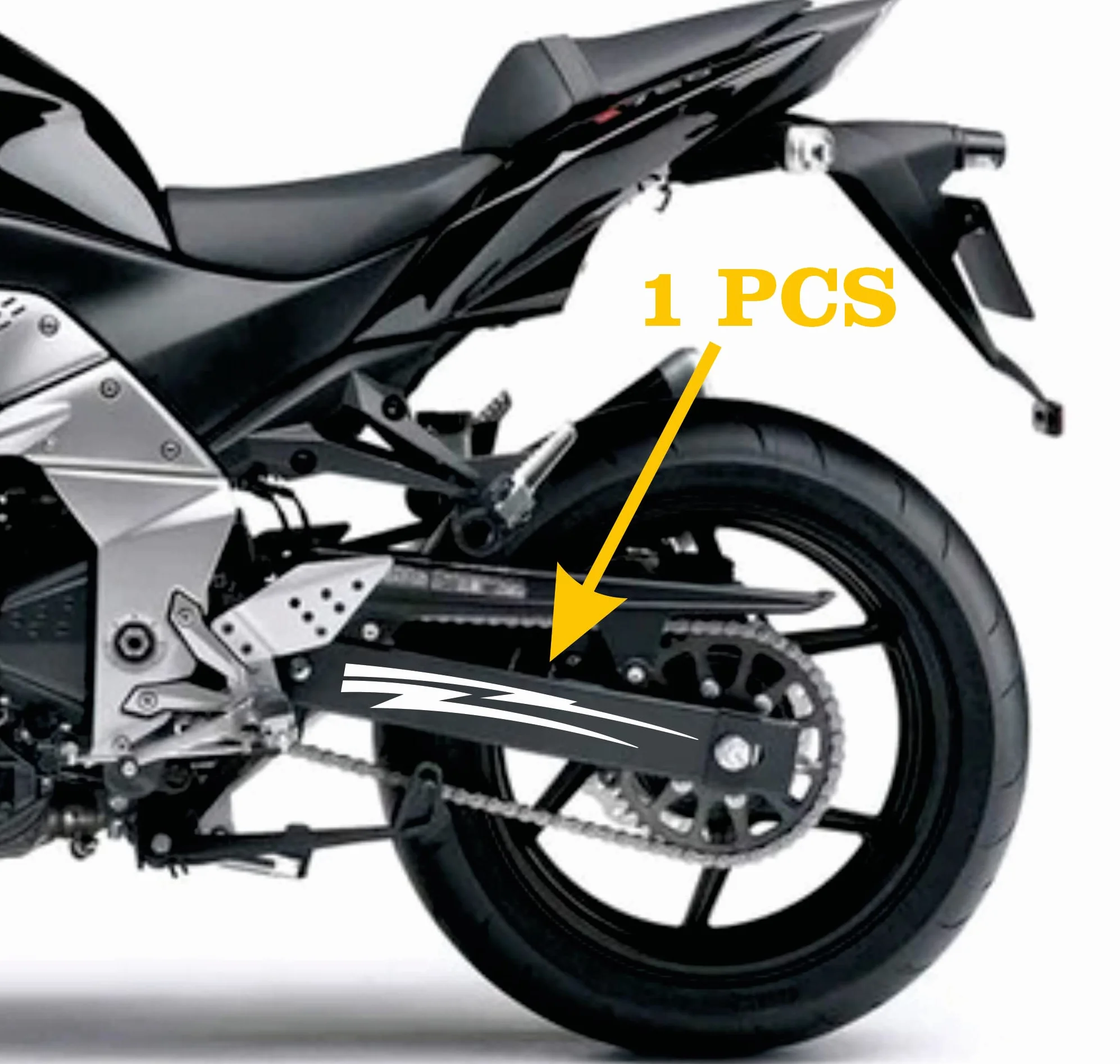 Adesivi Compatibili Kawasaki Z750 Forcellone Moto Paracatena Tribale Bianco 1 Pezzo