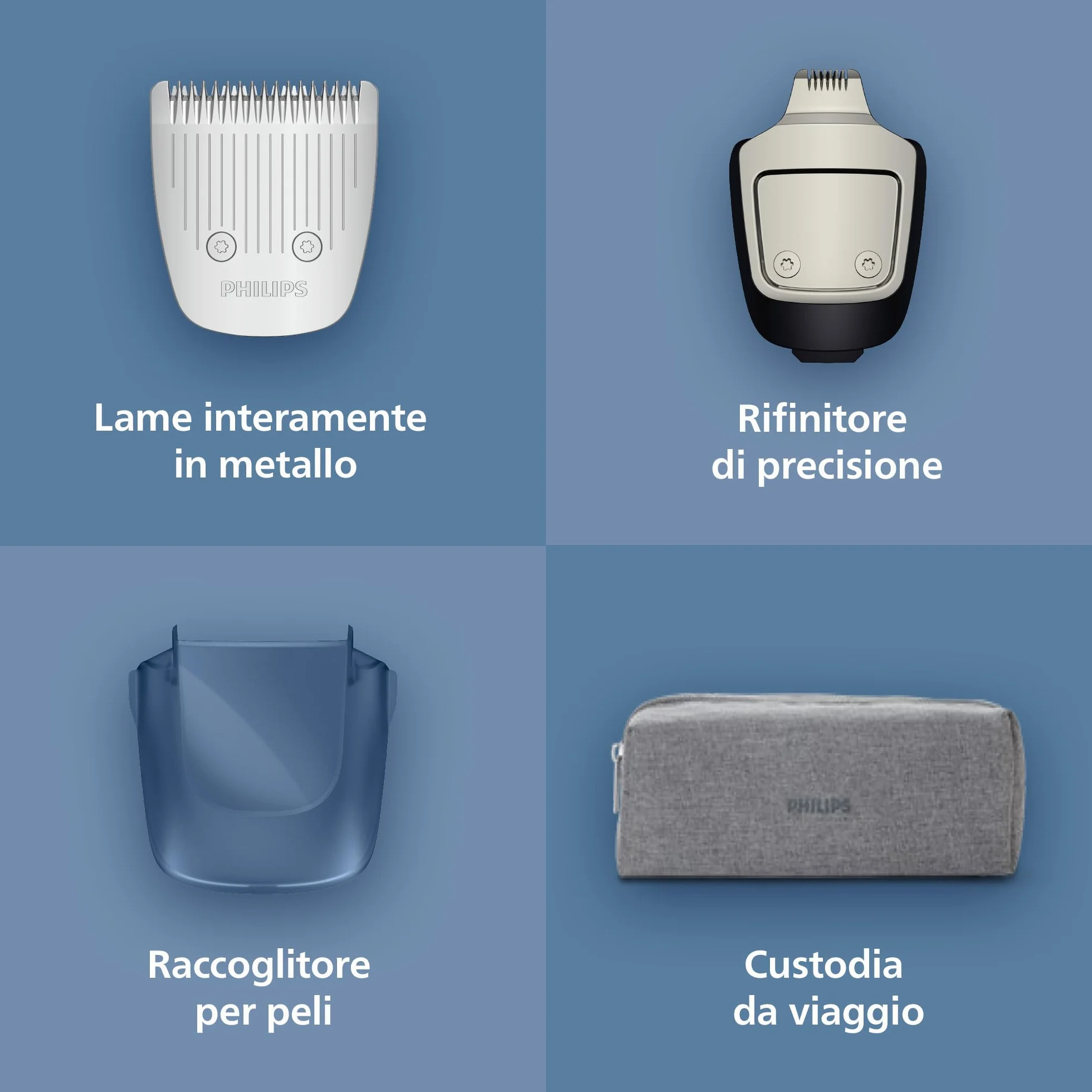 Philips Serie 5000 Regolabarba BT5765/15, Lame in Metallo Autoaffilanti, 40 Impostazioni Lunghezza, BeardSense, Impermeabile
