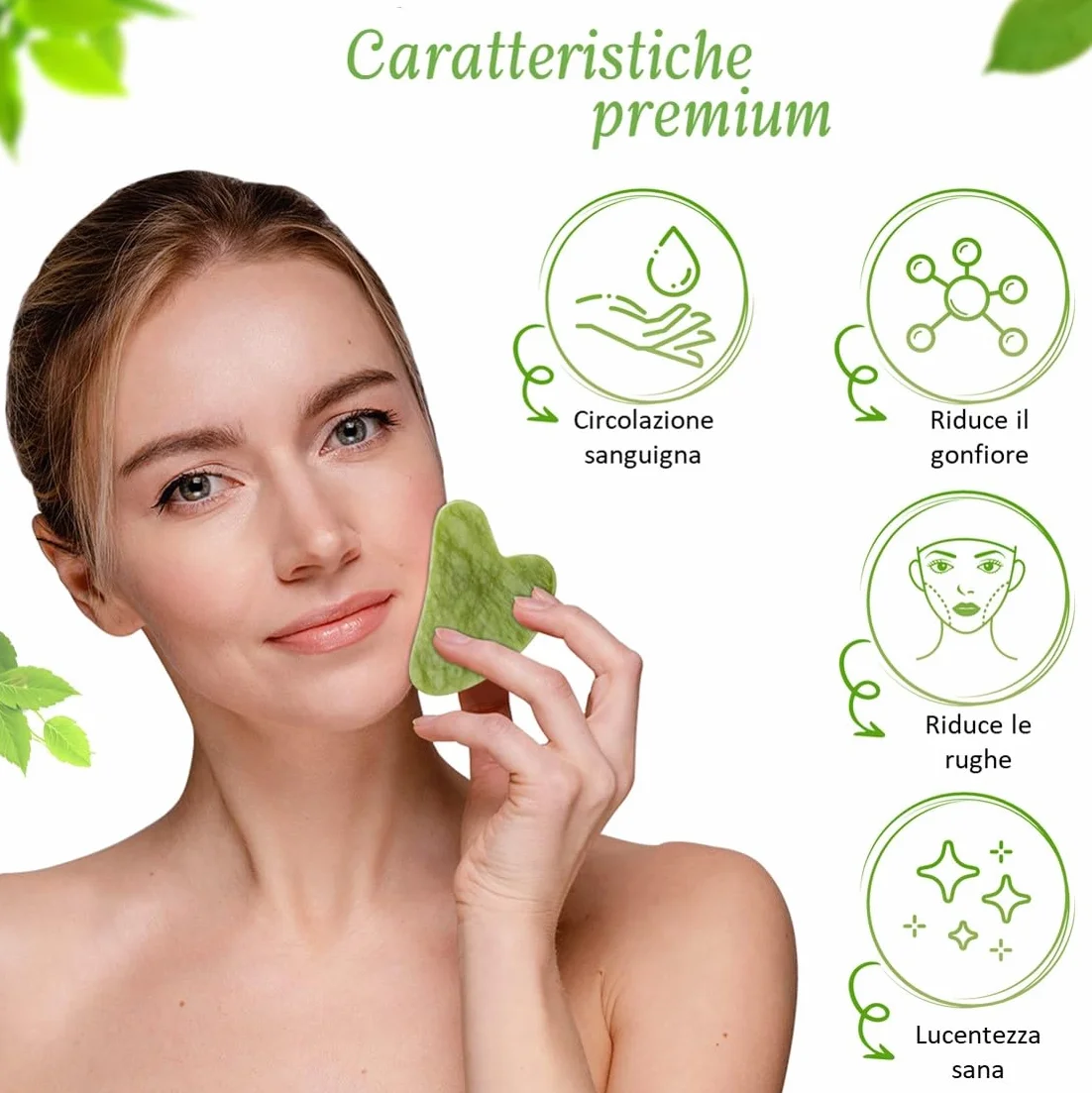 Gua Sha Naturale Pietra di Giada Massaggiatore Viso Corpo Rassodante