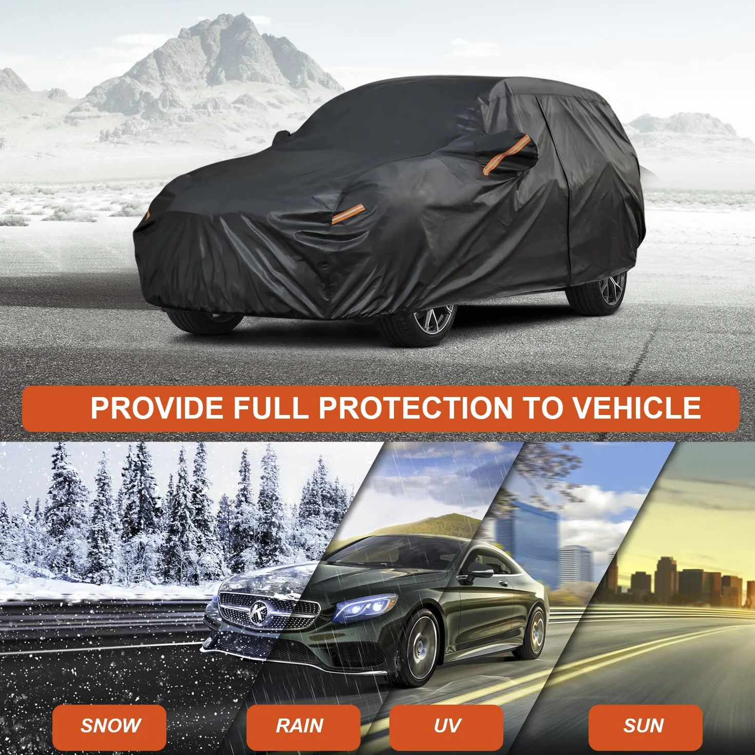 Kayme Telo Copriauto da Esterno, Compatibile con Peugeot 208 (2012-2025), Copertura a 7 Starti per Impermeabile Anti UV Anti Vento Antipolvere, Telo Copri con Cerniera e in Cotone.