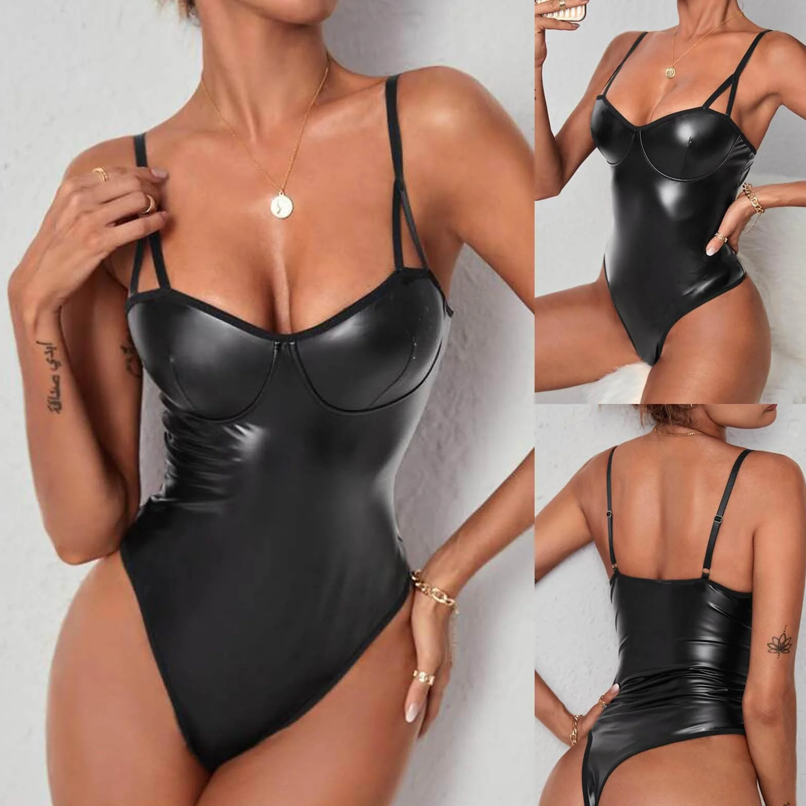 Donna Lingerie Sexy Babydoll Body Push Up Scollo a V Profondo Intimo Senza Schiena Cosplay Teddy Chemise